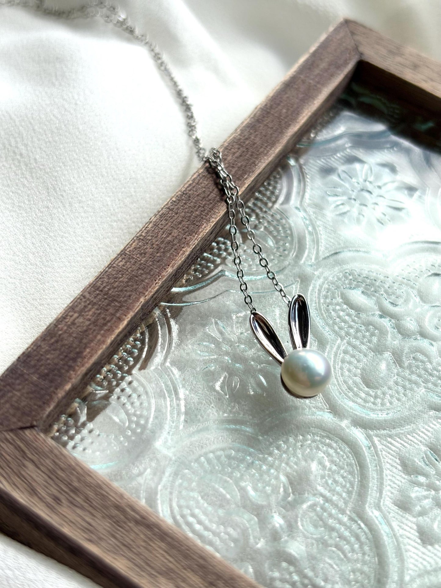 Bunny’s Moonlight Treasure: Sterling Silver & Freshwater Pearl Pendant (AA+ Luster)