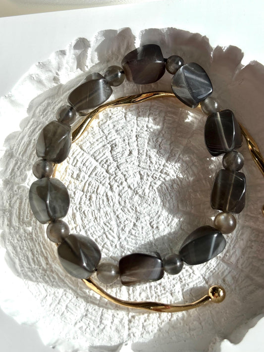 Black Faceted Mystical Energy Moonstone Bracelet.