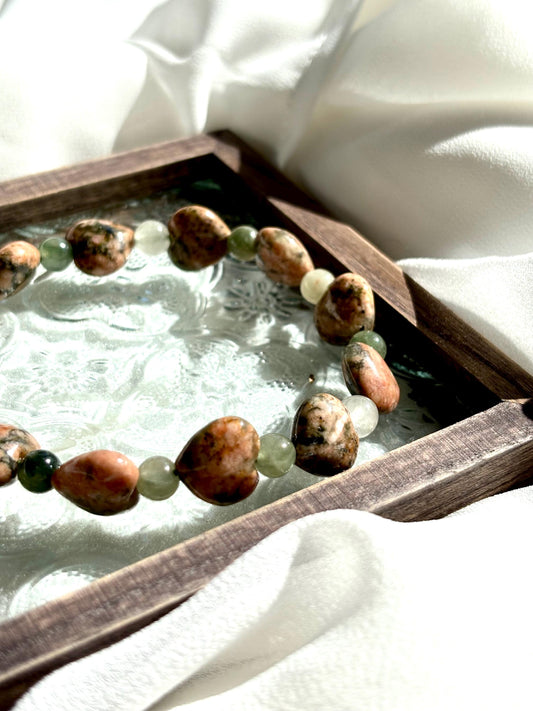 Heart of Moss in Forest Unakite Bracelet.