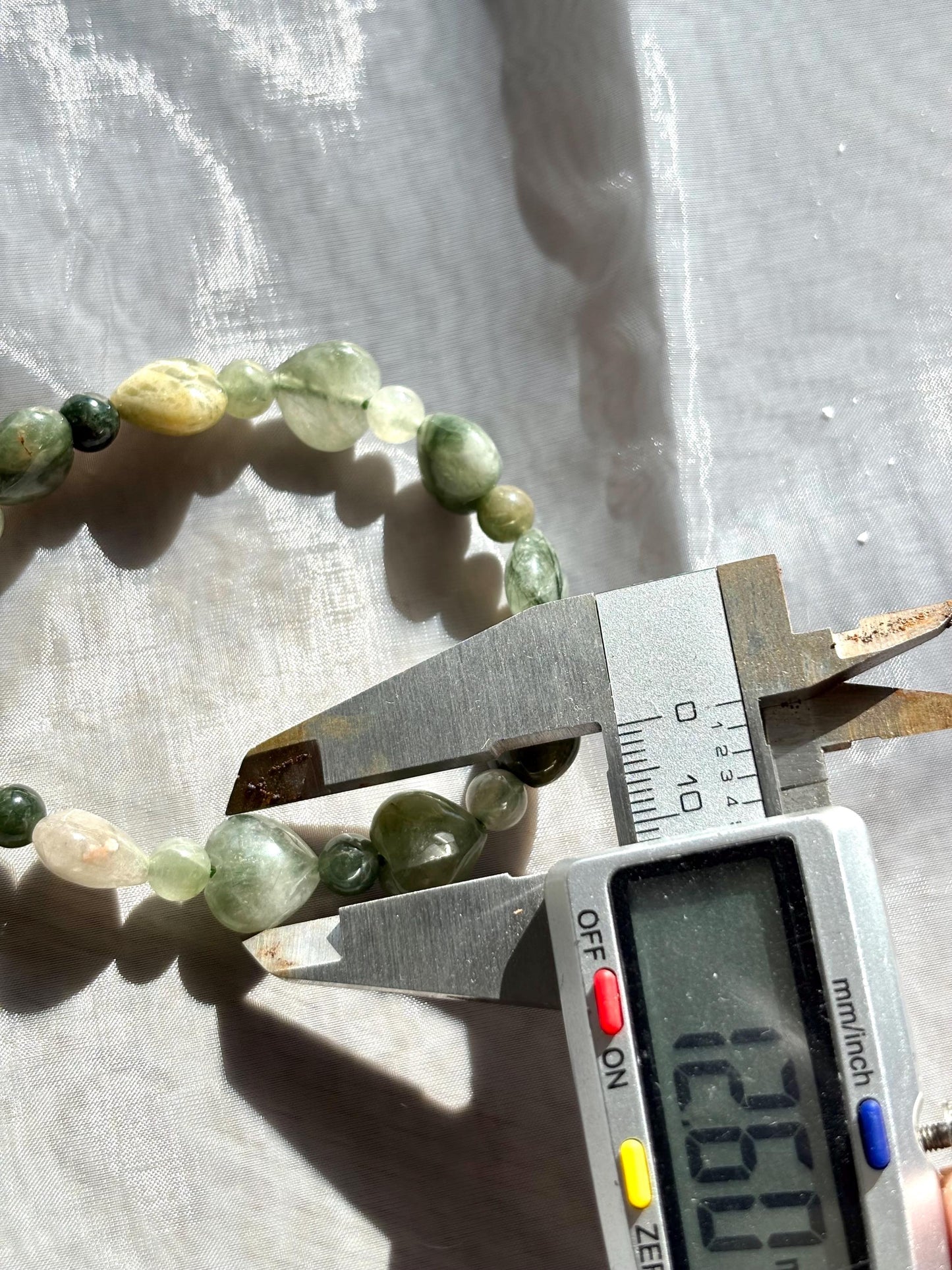 Crisp Light Forest Heart Green Rutilated Quartz Bracelet.