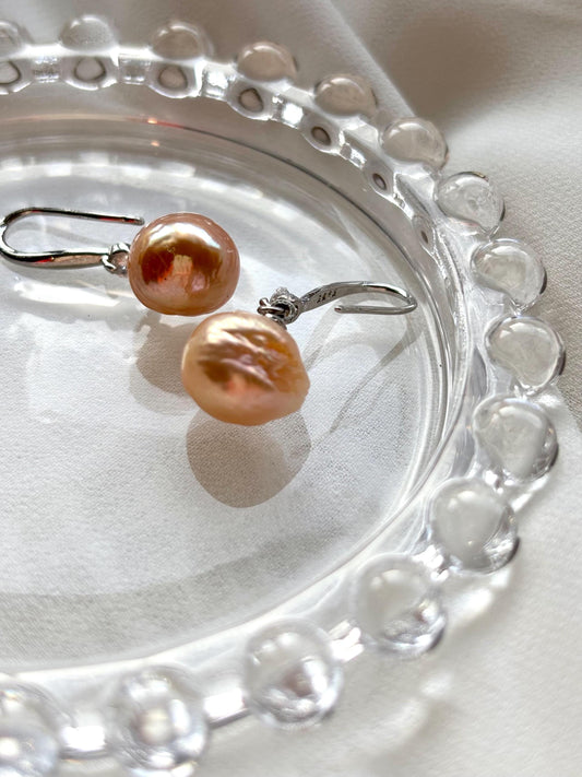 Marigold Glow - Natural Baroque Pearl Sterling Silver Earrings