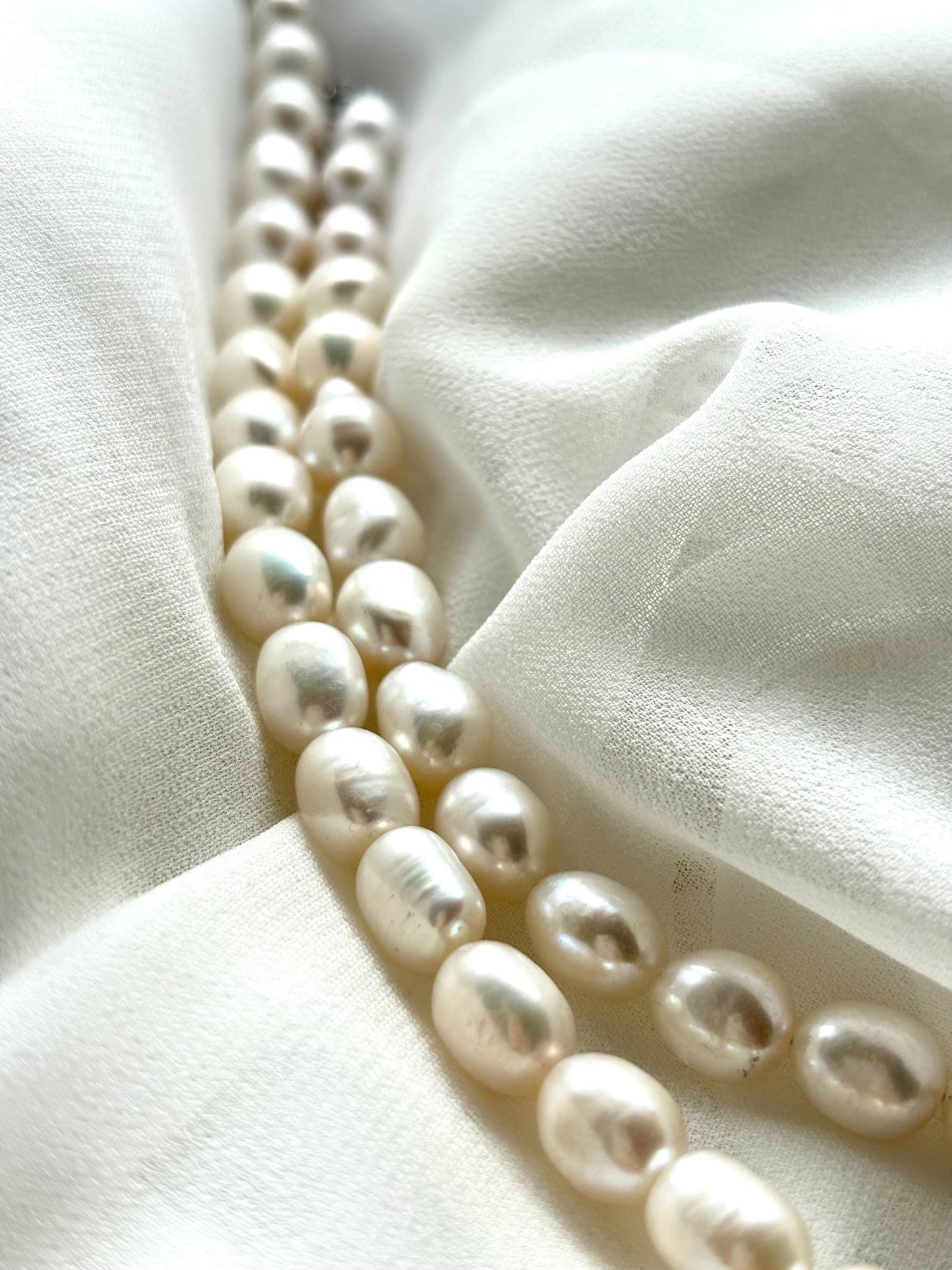Handcrafted White Pearl Necklace with Sterling Silver Mother of Pearl Pendant