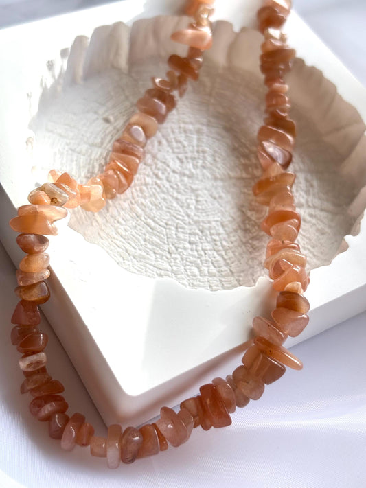 Peachy Orange Moonstone Necklace - Unique Natural Crystal Jewelry