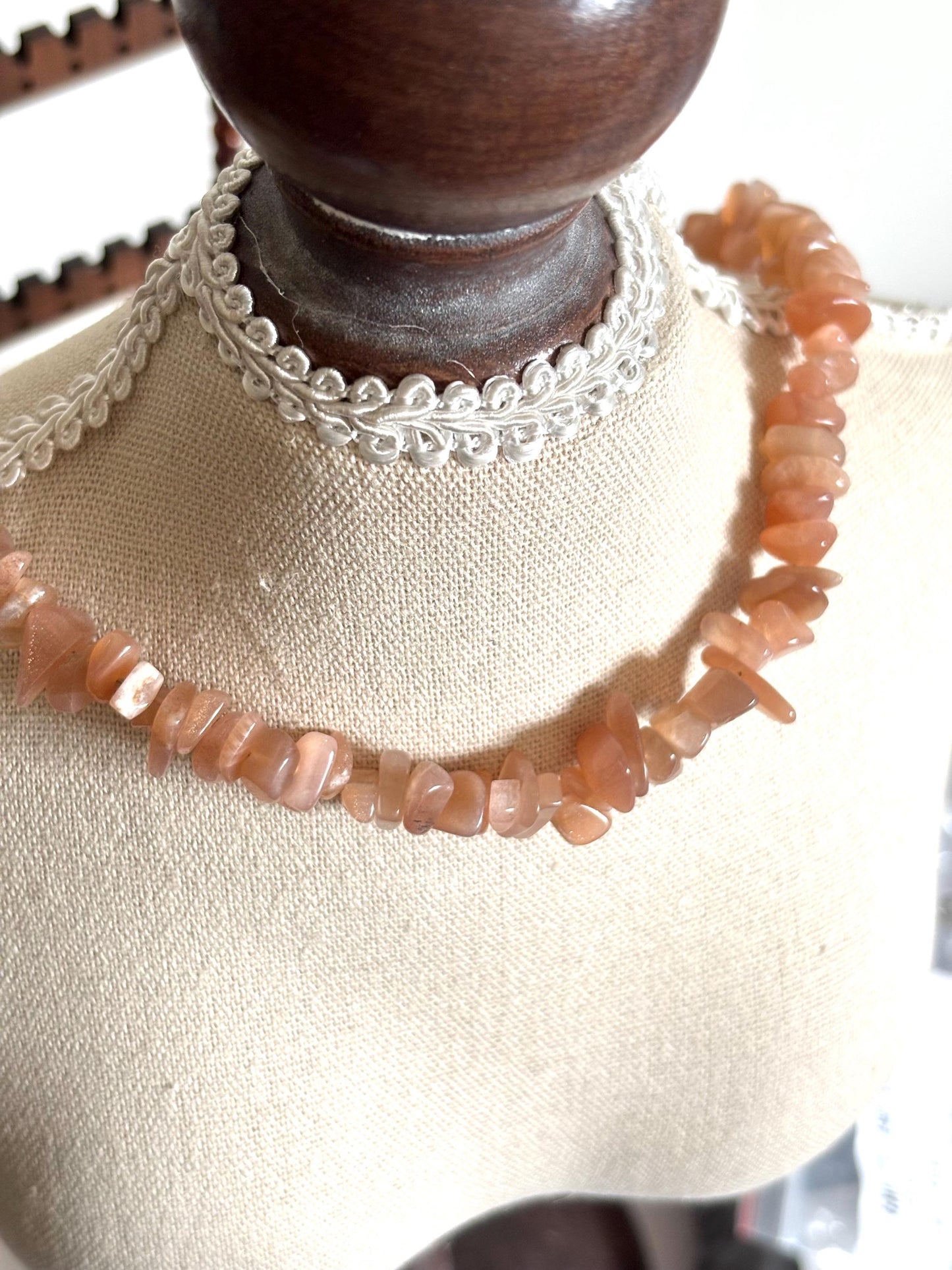 Peachy Orange Moonstone Necklace - Unique Natural Crystal Jewelry