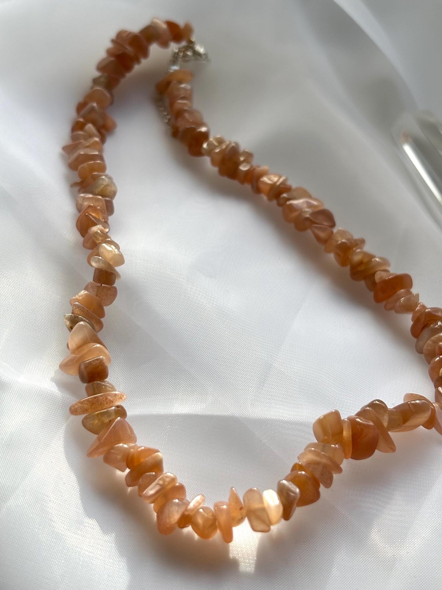 Peachy Orange Moonstone Necklace - Unique Natural Crystal Jewelry