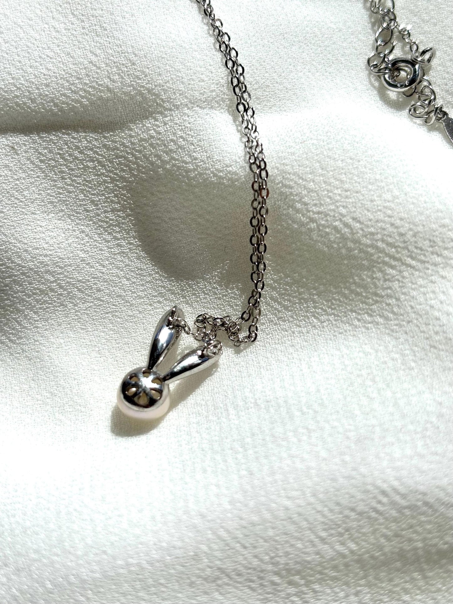 Bunny’s Moonlight Treasure: Sterling Silver & Freshwater Pearl Pendant (AA+ Luster)