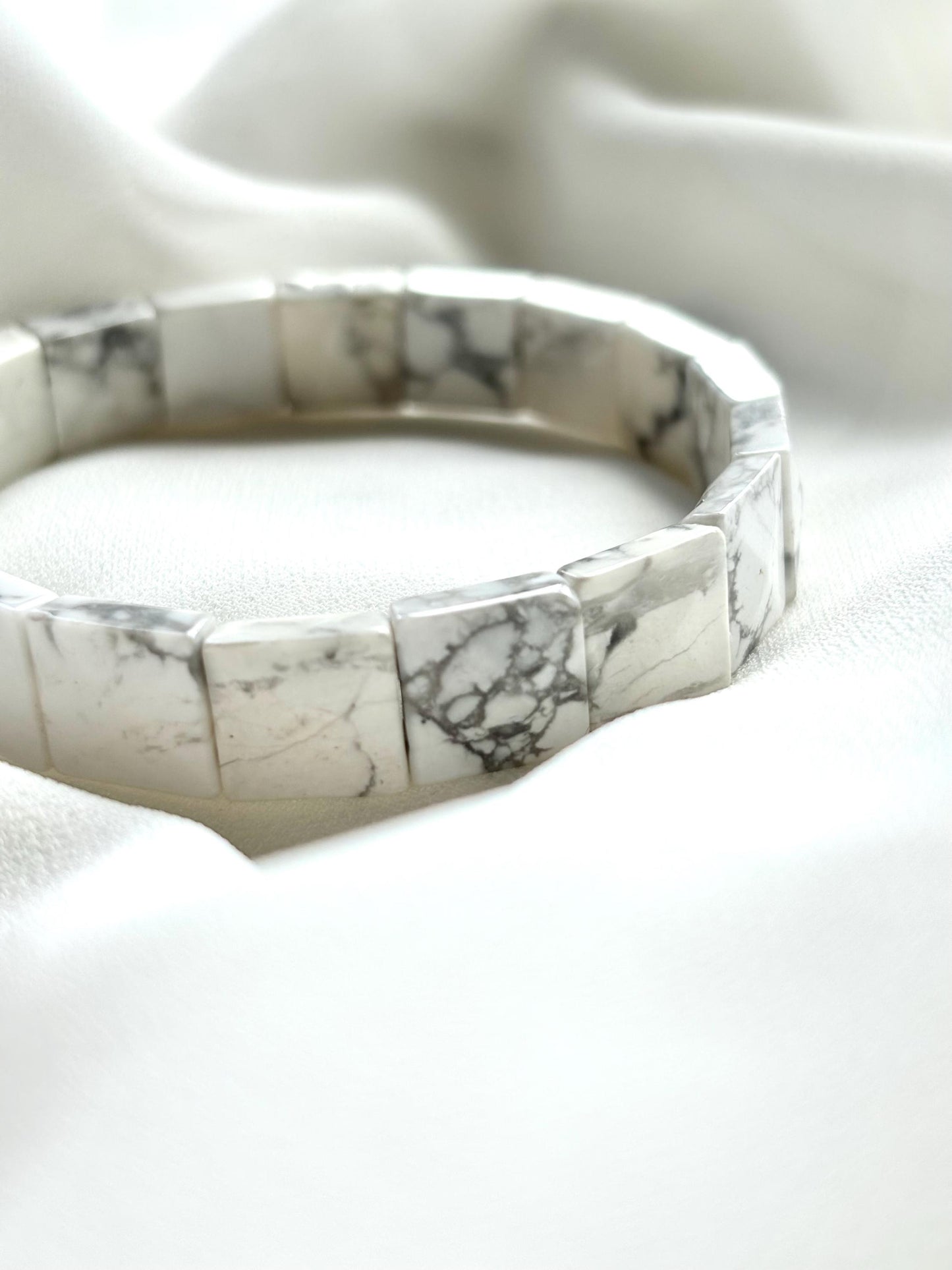 Angelic White Magnesite Rectangle Stone Bracelet – Calming Energy for Balance and Clarity
