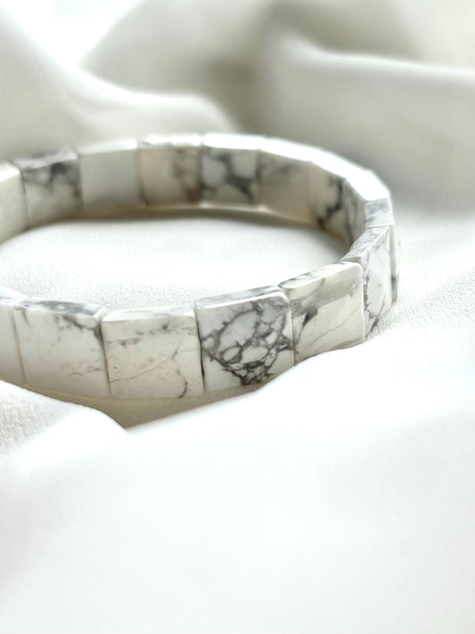 Angelic White Magnesite Rectangle Stone Bracelet – Calming Energy for Balance and Clarity