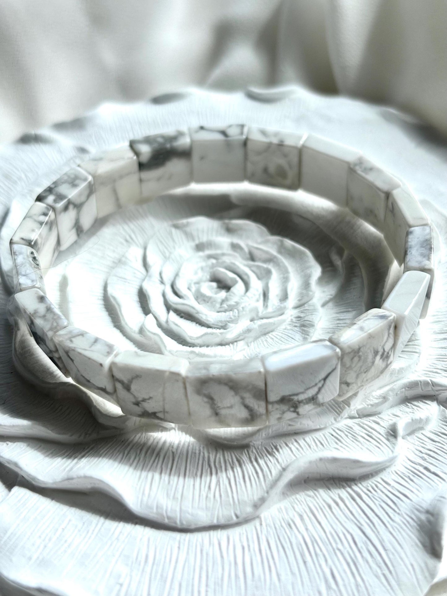 Angelic White Magnesite Rectangle Stone Bracelet – Calming Energy for Balance and Clarity