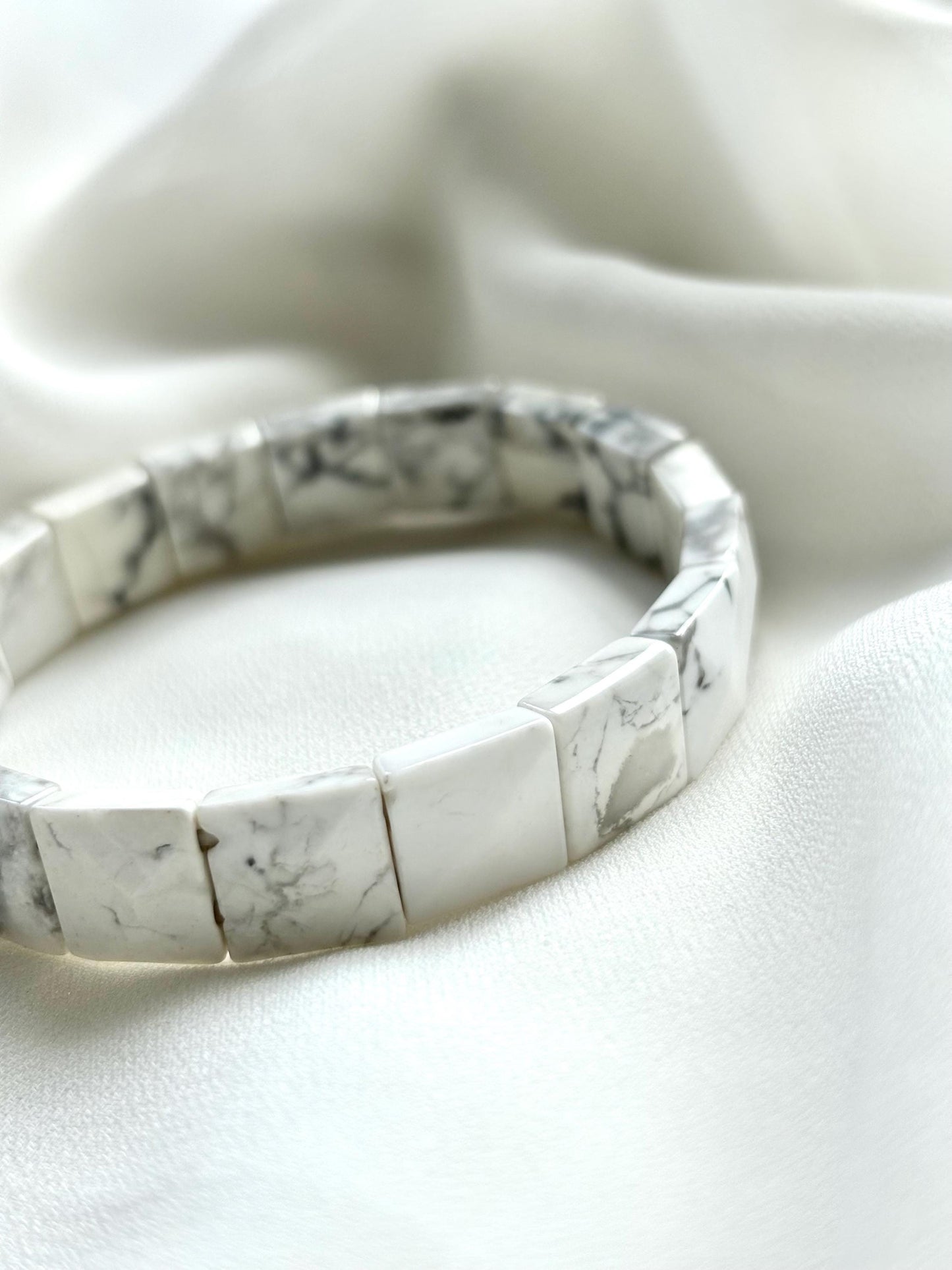 Angelic White Magnesite Rectangle Stone Bracelet – Calming Energy for Balance and Clarity
