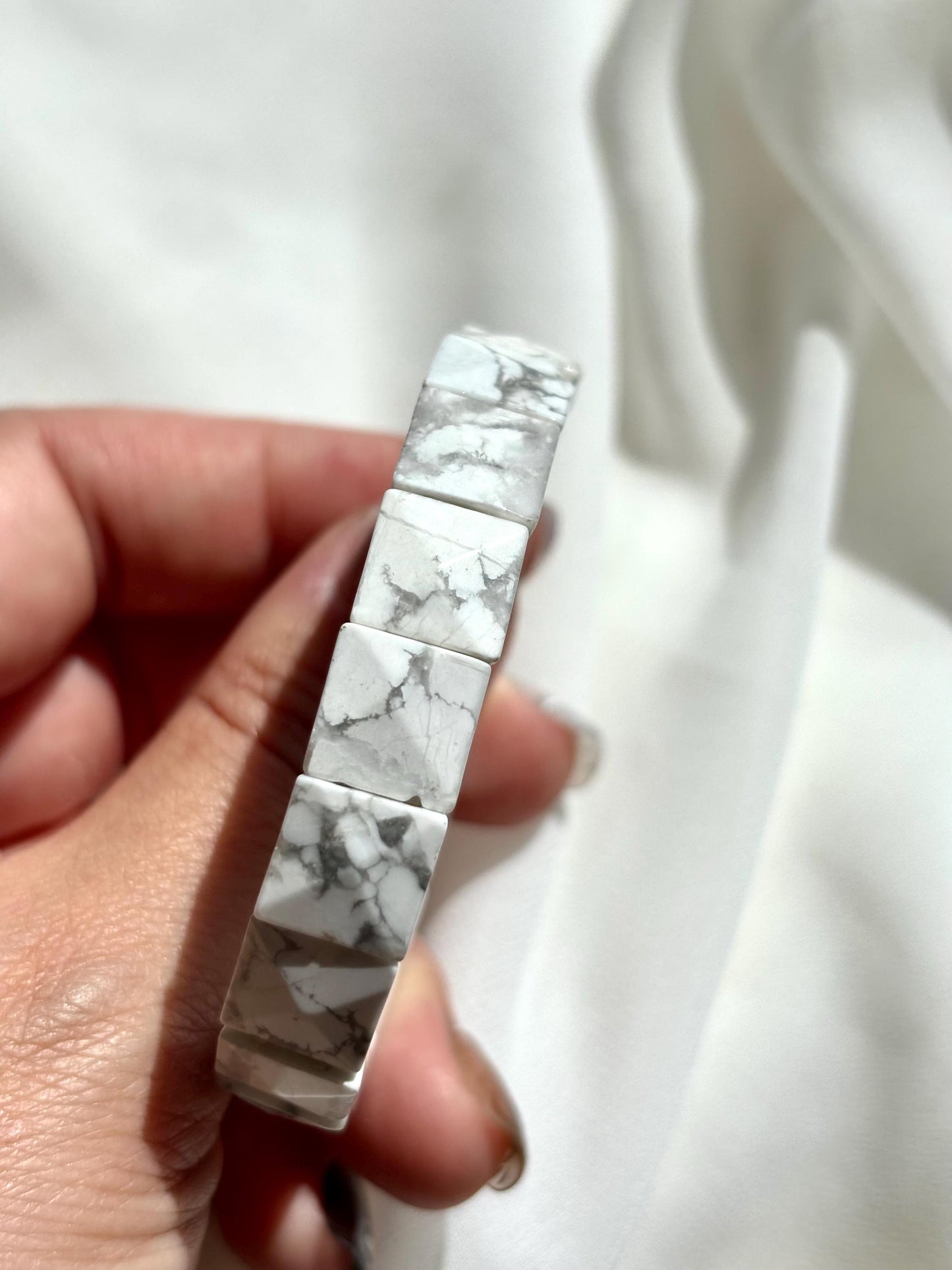 Angelic White Magnesite Rectangle Stone Bracelet – Calming Energy for Balance and Clarity