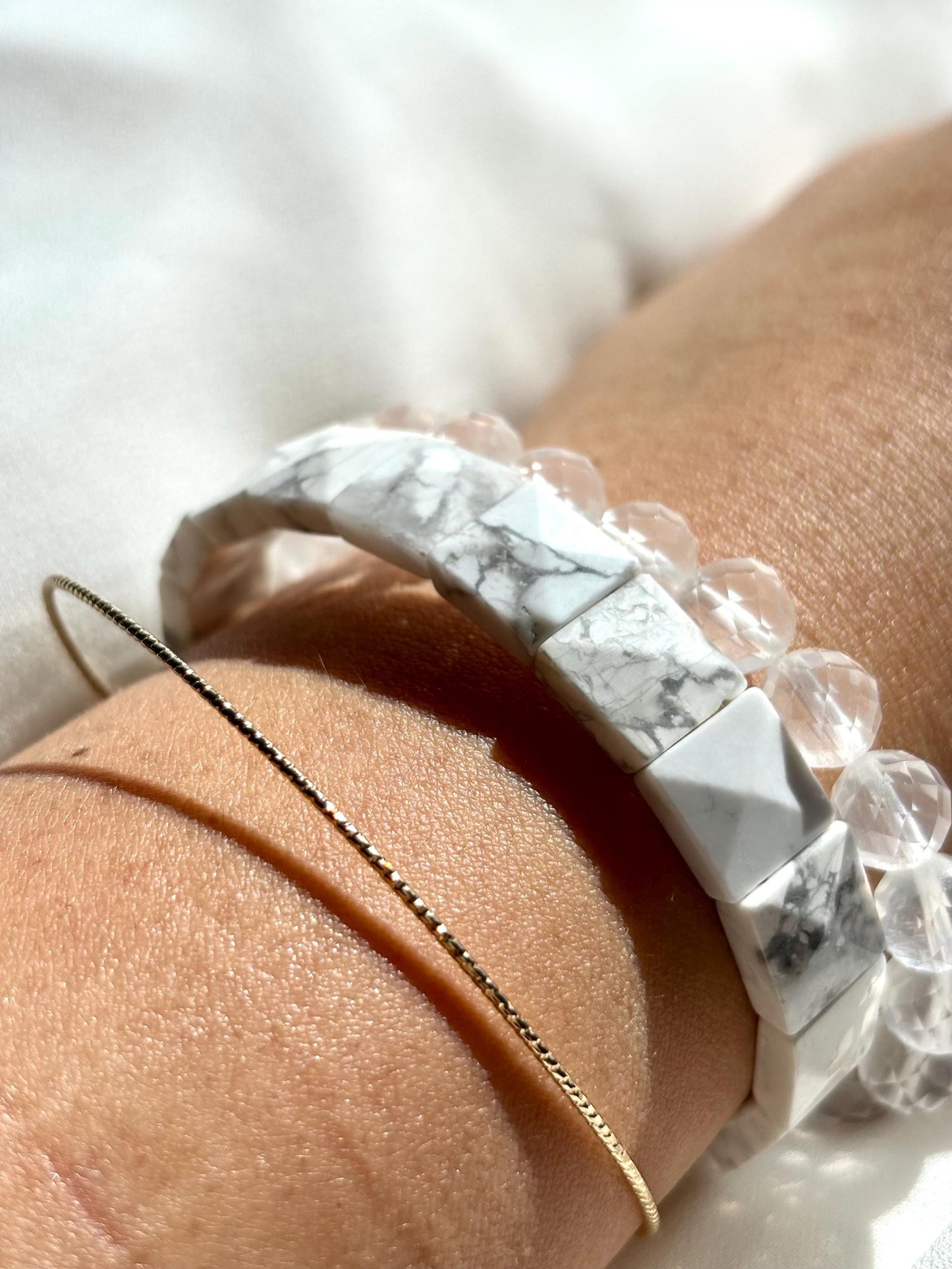 Angelic White Magnesite Rectangle Stone Bracelet – Calming Energy for Balance and Clarity