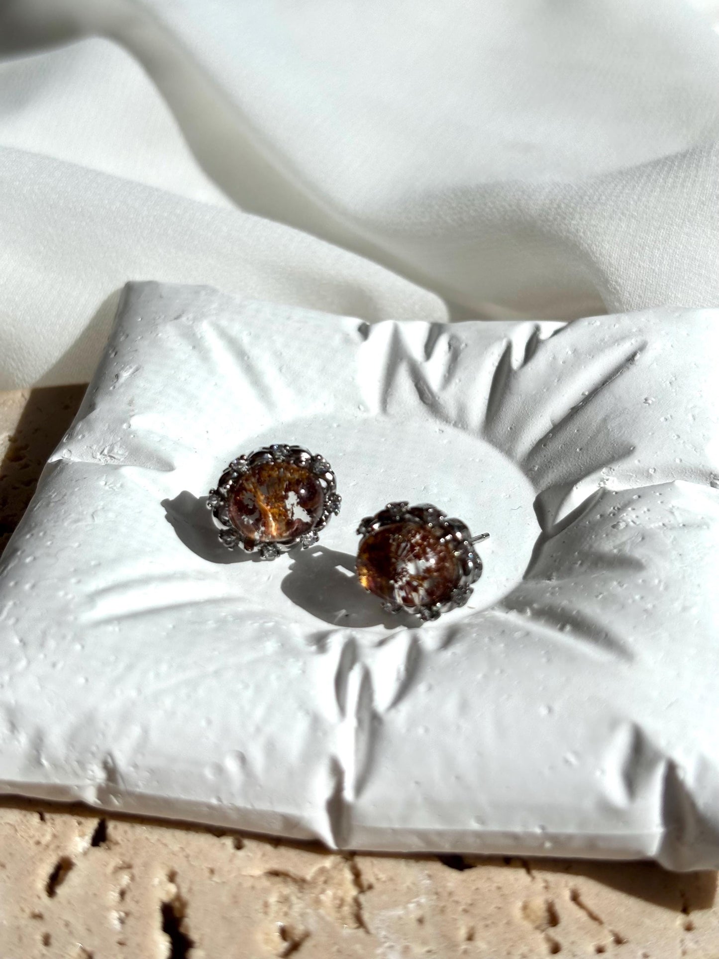 Mystical Oval Red Phantom Quartz Stud Earrings – Sterling Silver Wire for Elegant Charm