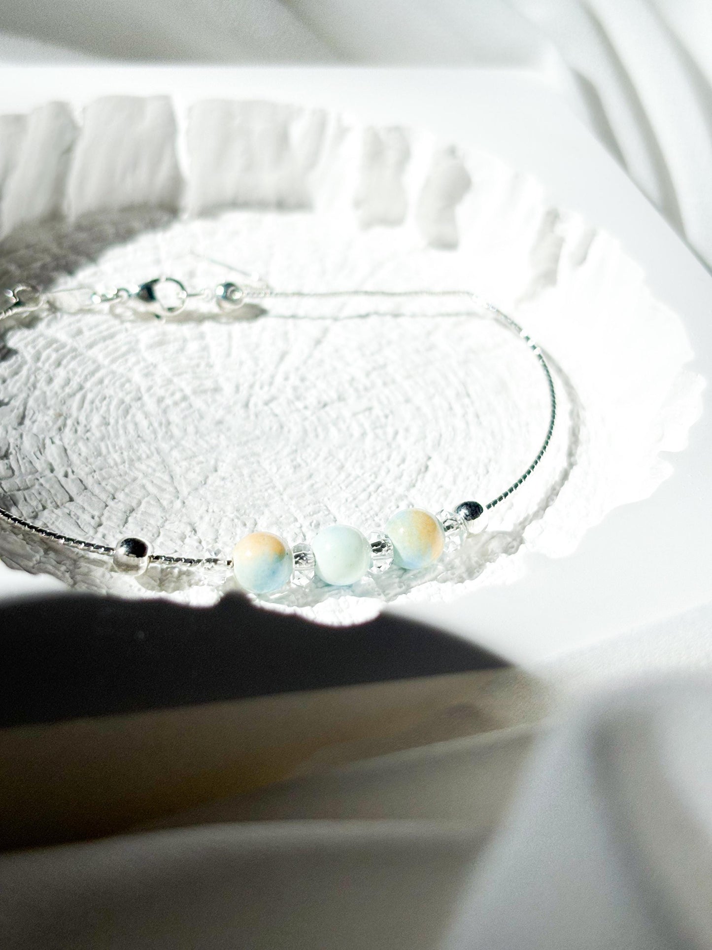 Vivid Harmony: Minimalist Dainty Alashan Agate & Clear Quartz Bangle