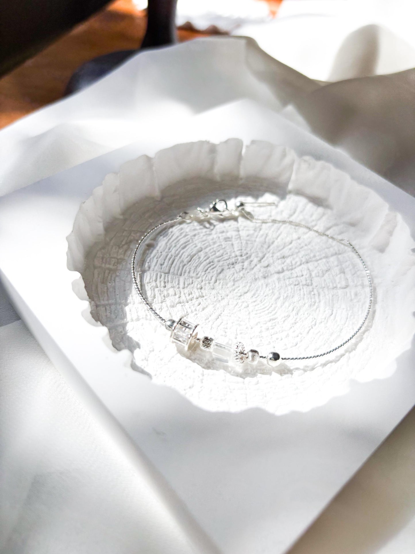 Luminous Clarity: Contemporary Minimalist Clear Quartz Adjustable Dainty Bangle