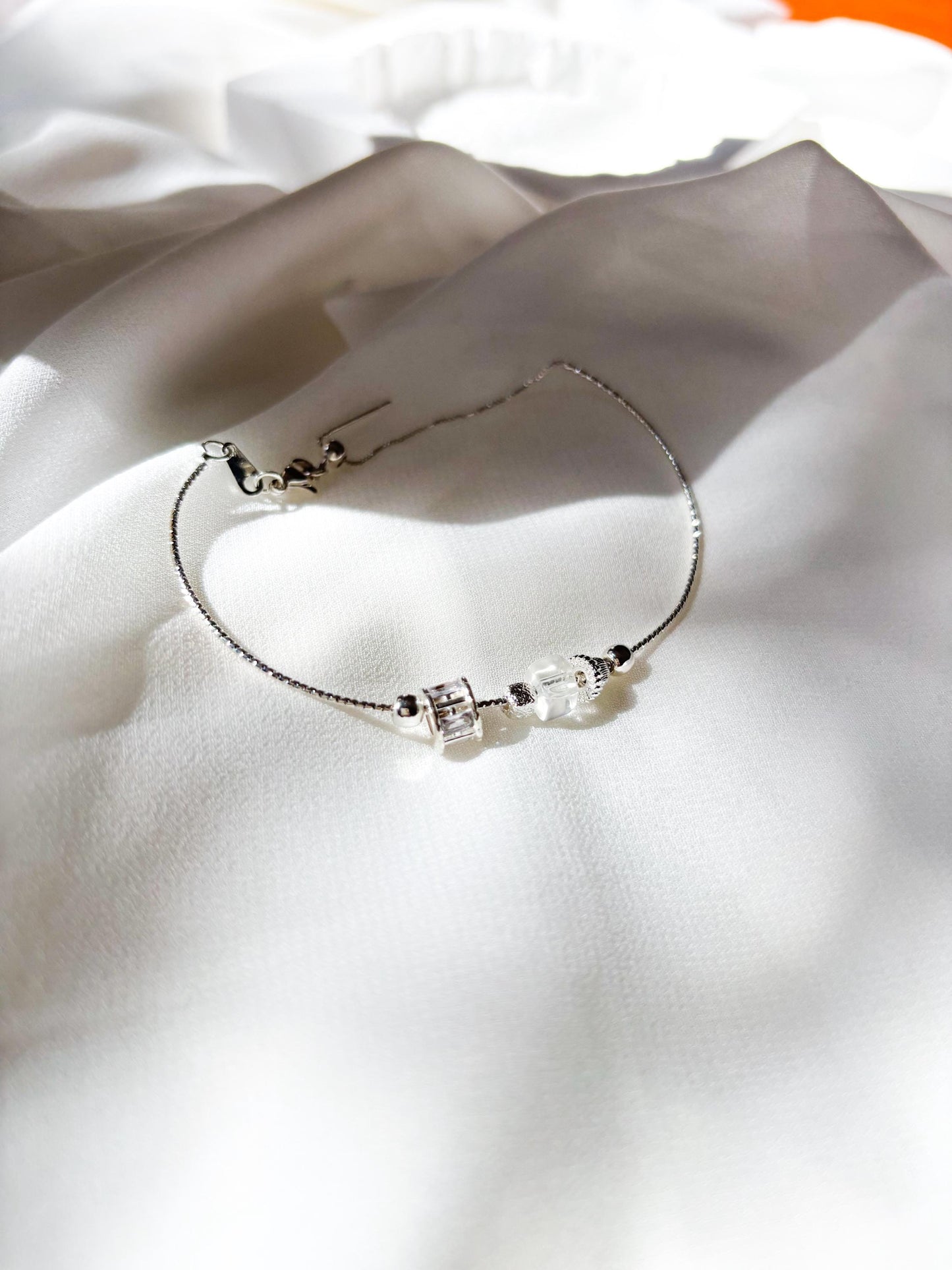 Luminous Clarity: Contemporary Minimalist Clear Quartz Adjustable Dainty Bangle