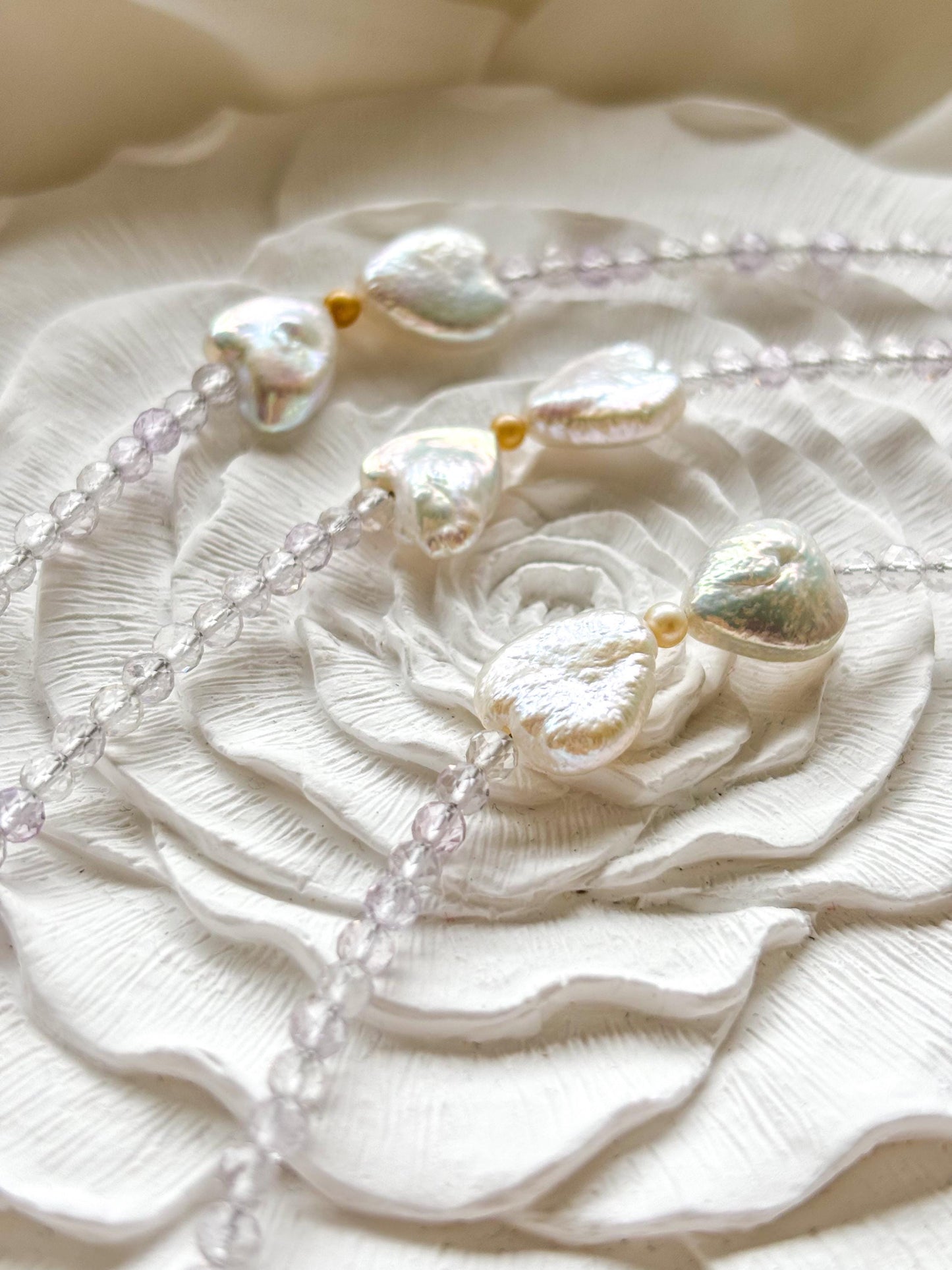 Faceted Clear Quartz and Freshwater Pearls Bow  Bracelet - Sparkling Crystal Jewelry