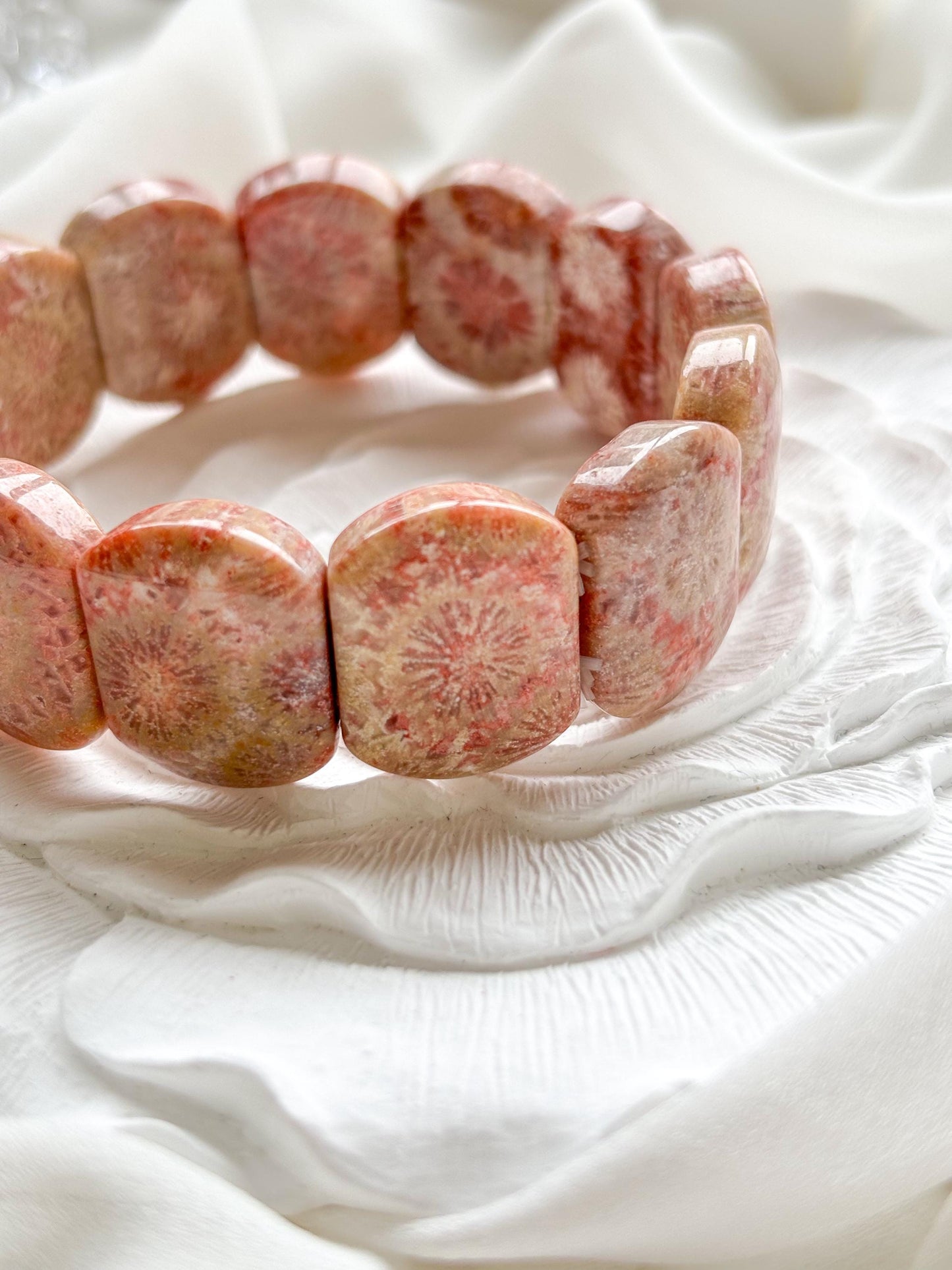Sonoran Sunset – Fossil Coral Daisy Bracelet