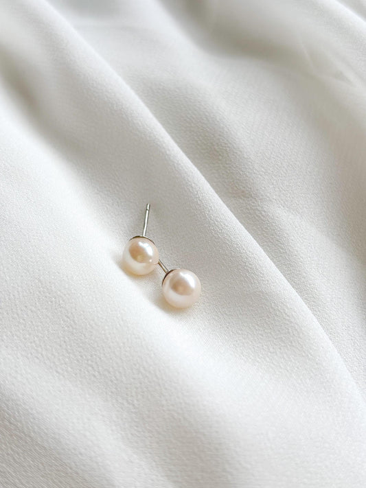 White Grace Pearl 925 Sterling Silver Studs (AA Luster)