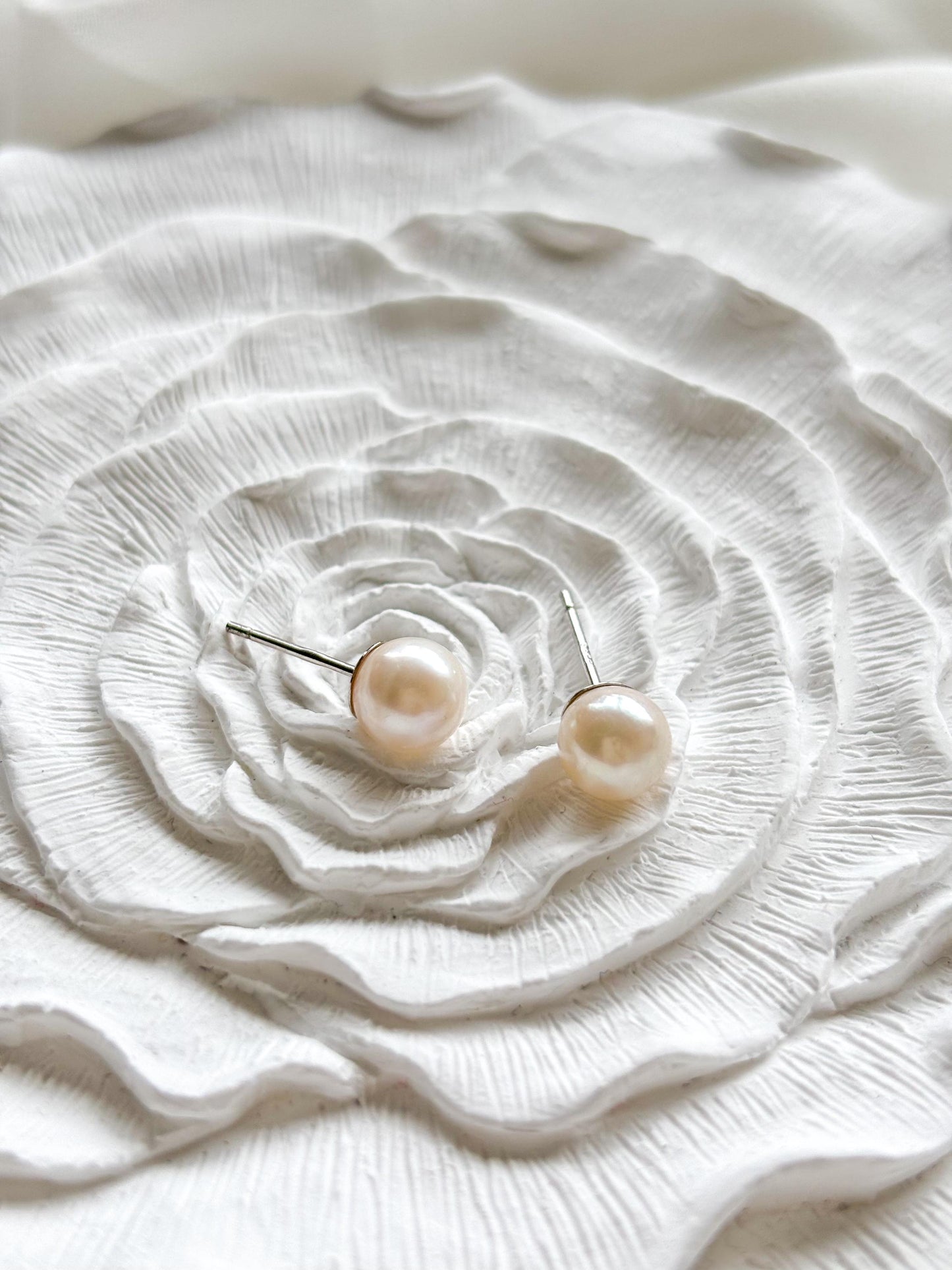 White Grace Pearl 925 Sterling Silver Studs (AA Luster)