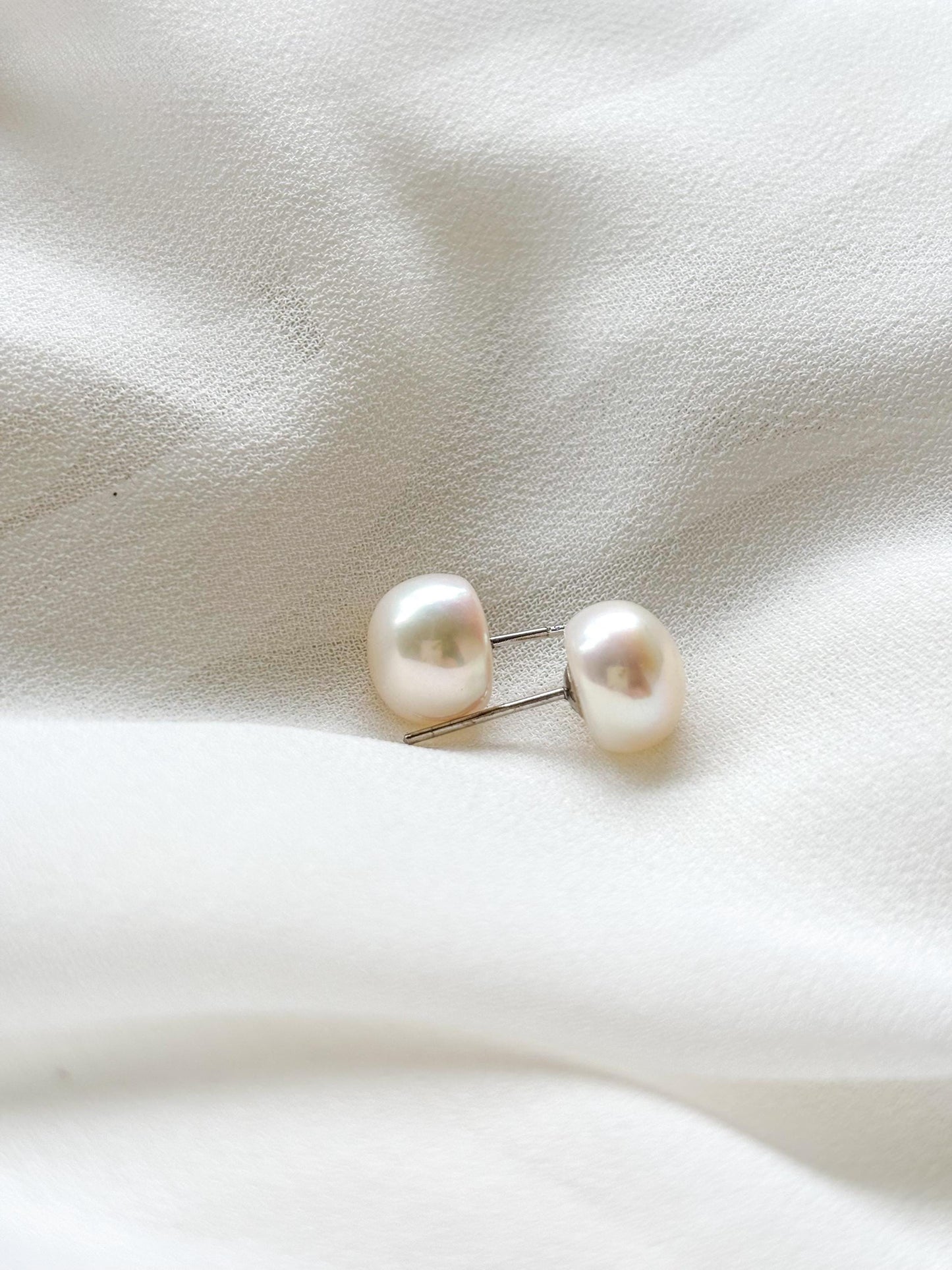 White Grace Pearl 925 Sterling Silver Studs (AA Luster)