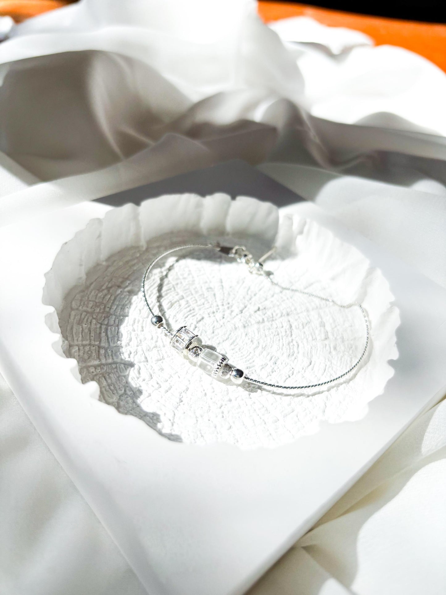 Luminous Clarity: Contemporary Minimalist Clear Quartz Adjustable Dainty Bangle