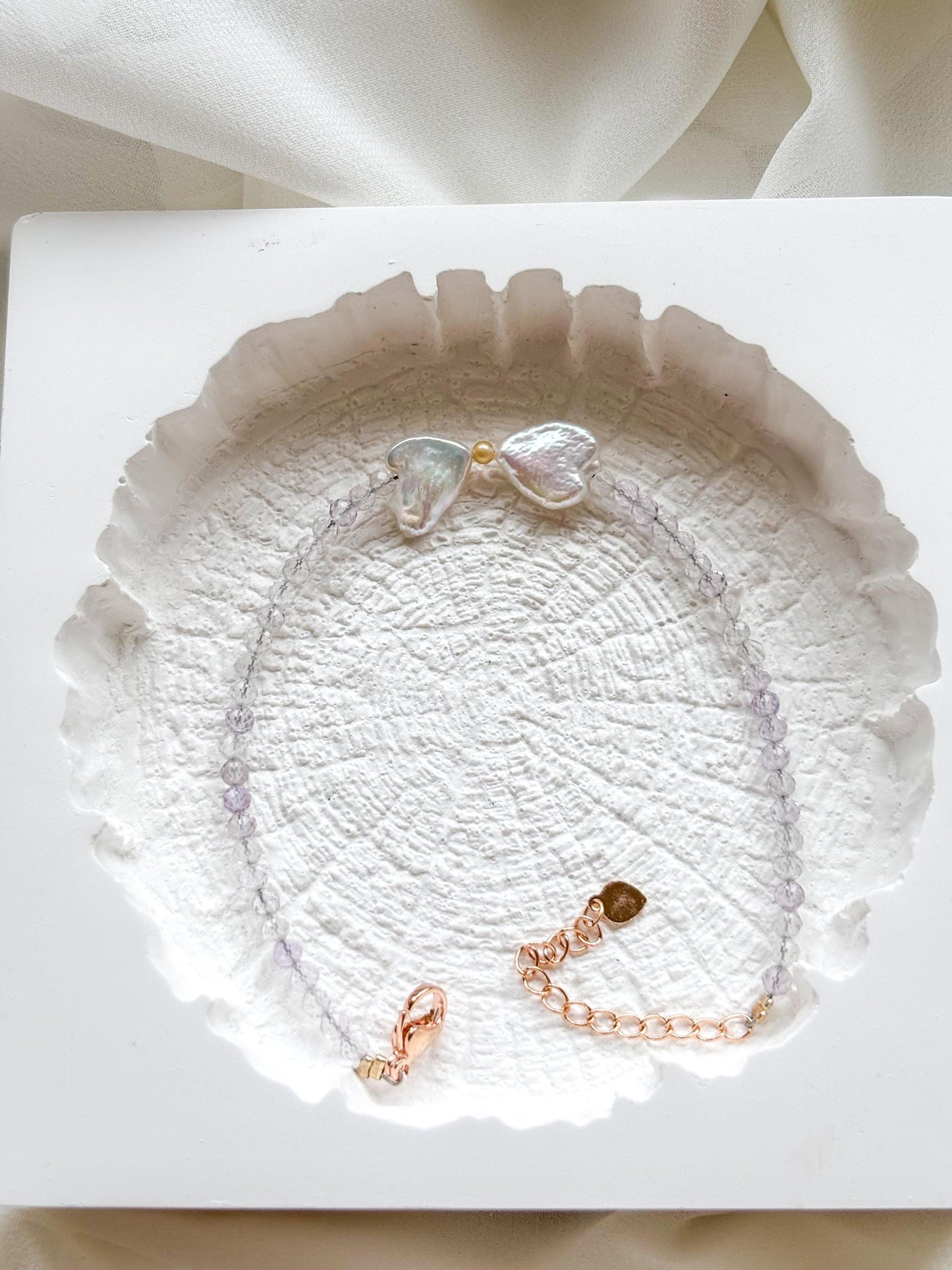 Faceted Clear Quartz and Freshwater Pearls Bow  Bracelet - Sparkling Crystal Jewelry