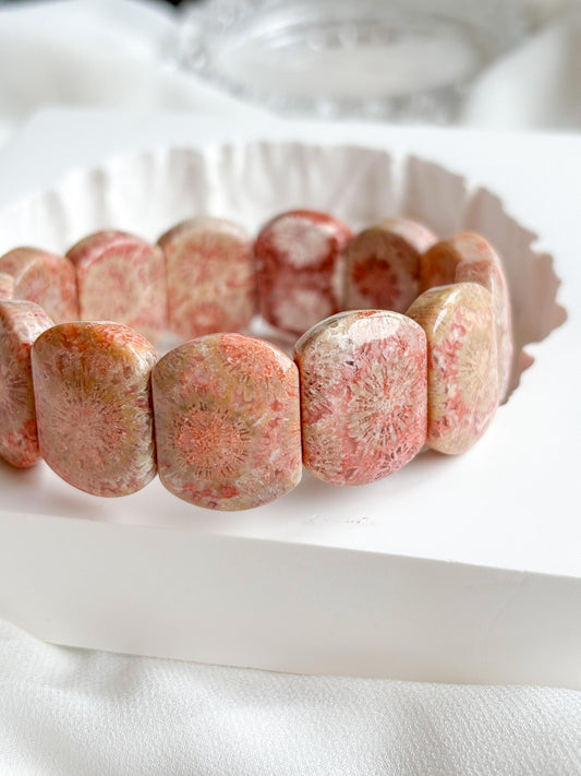 Sonoran Sunset – Fossil Coral Daisy Bracelet