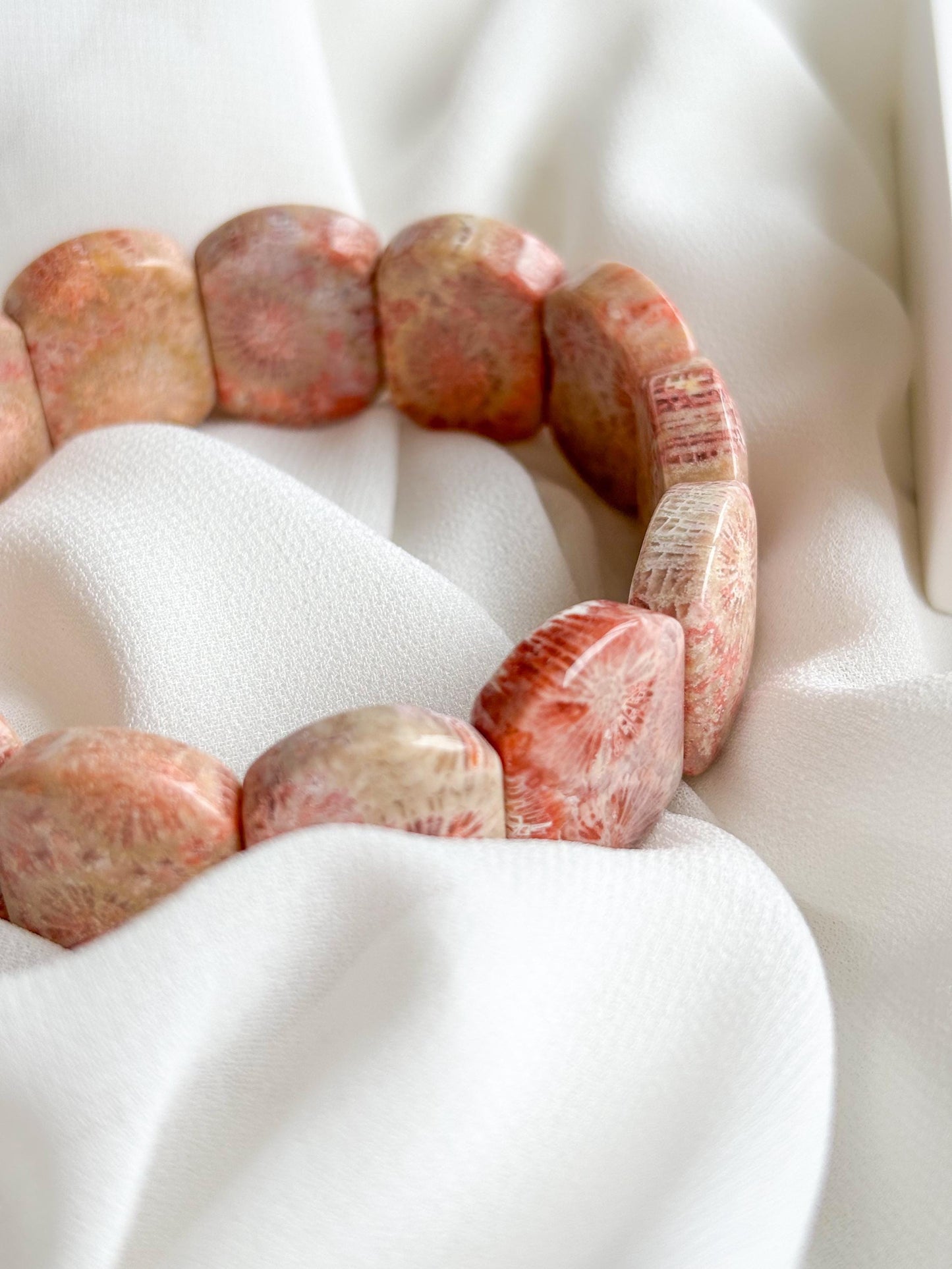 Sonoran Sunset – Fossil Coral Daisy Bracelet