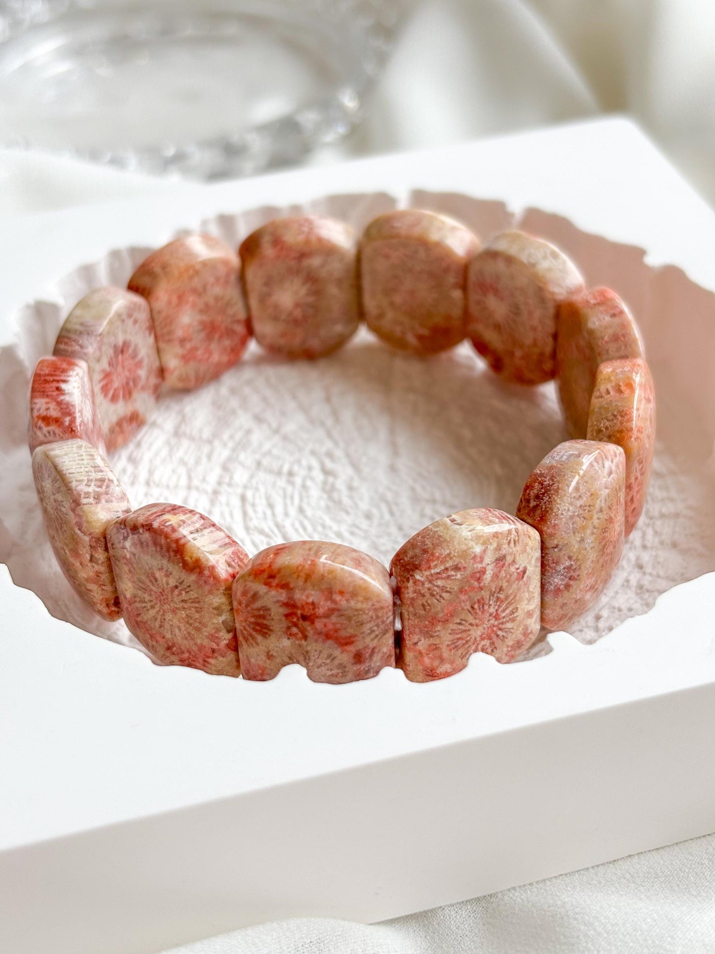 Sonoran Sunset – Fossil Coral Daisy Bracelet
