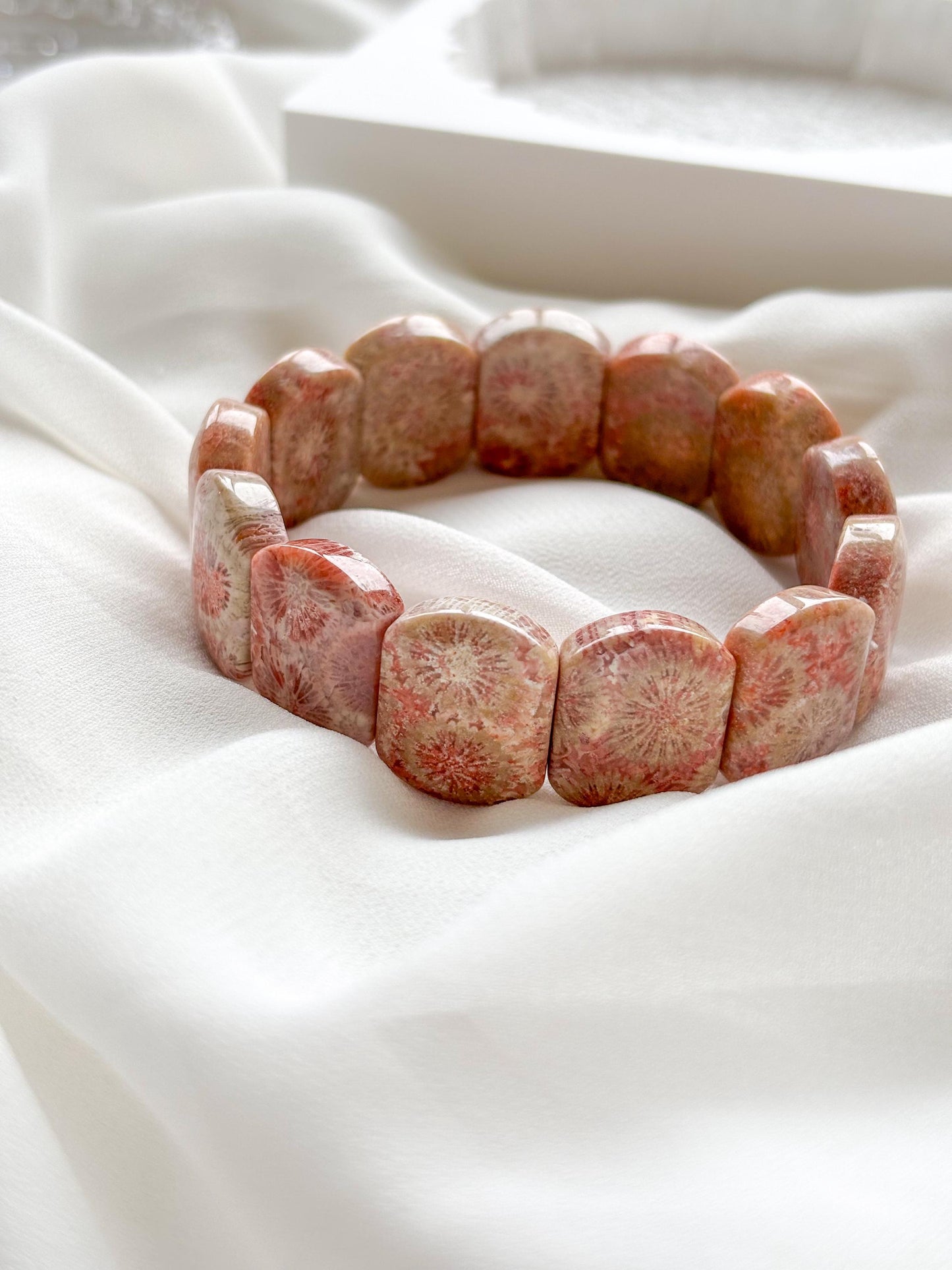 Sonoran Sunset – Fossil Coral Daisy Bracelet