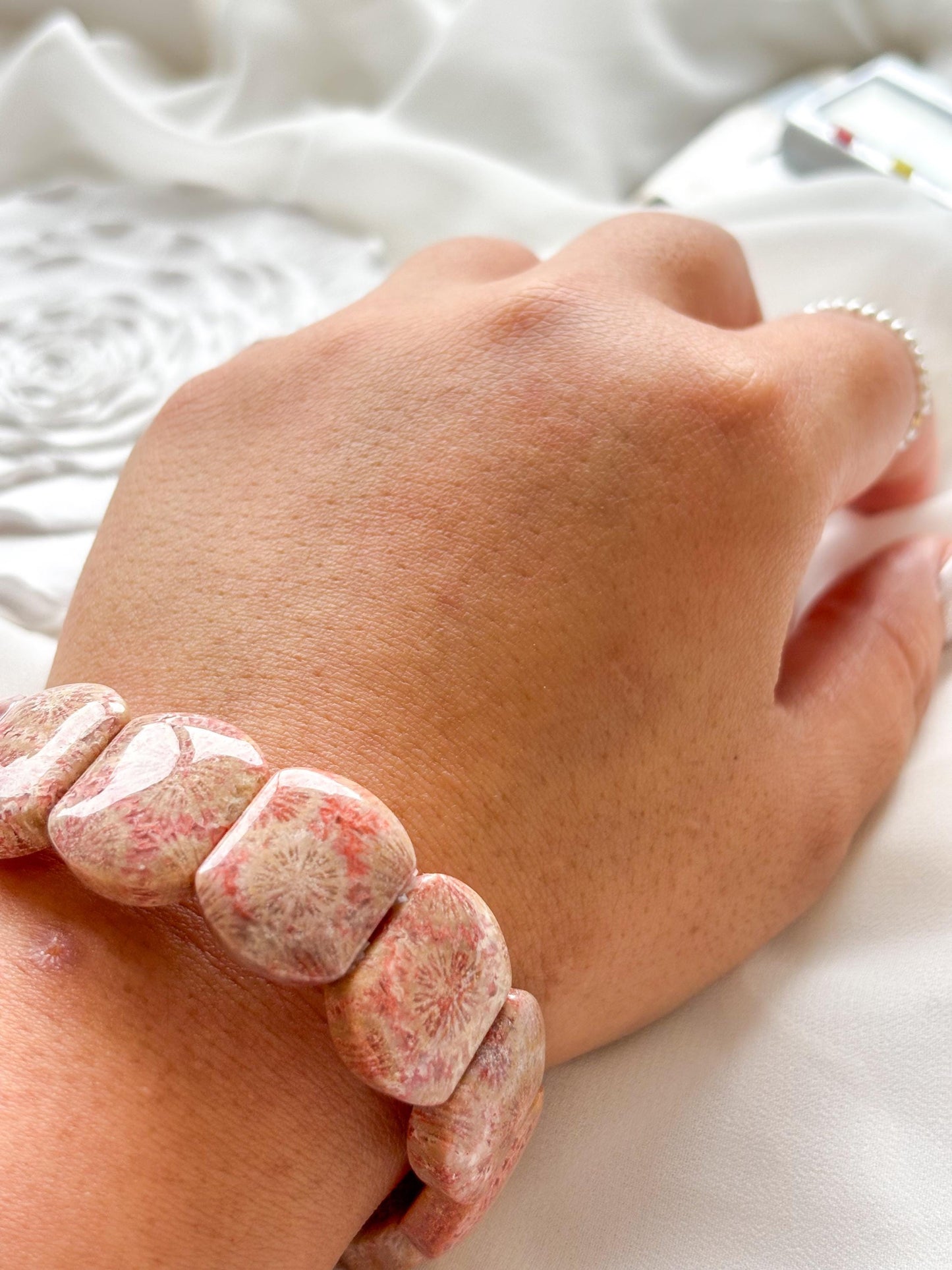 Sonoran Sunset – Fossil Coral Daisy Bracelet
