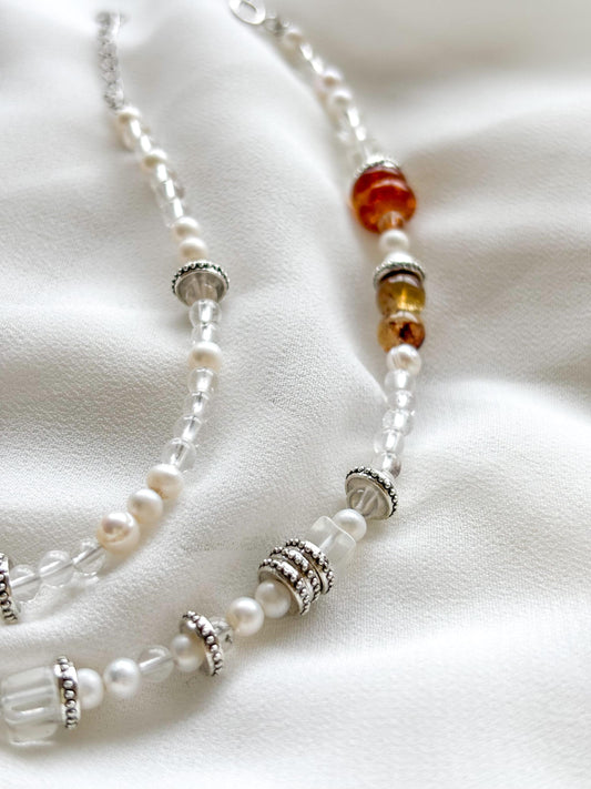 Celestial Harmony – Genuine Crystal & Pearl Charm Necklace