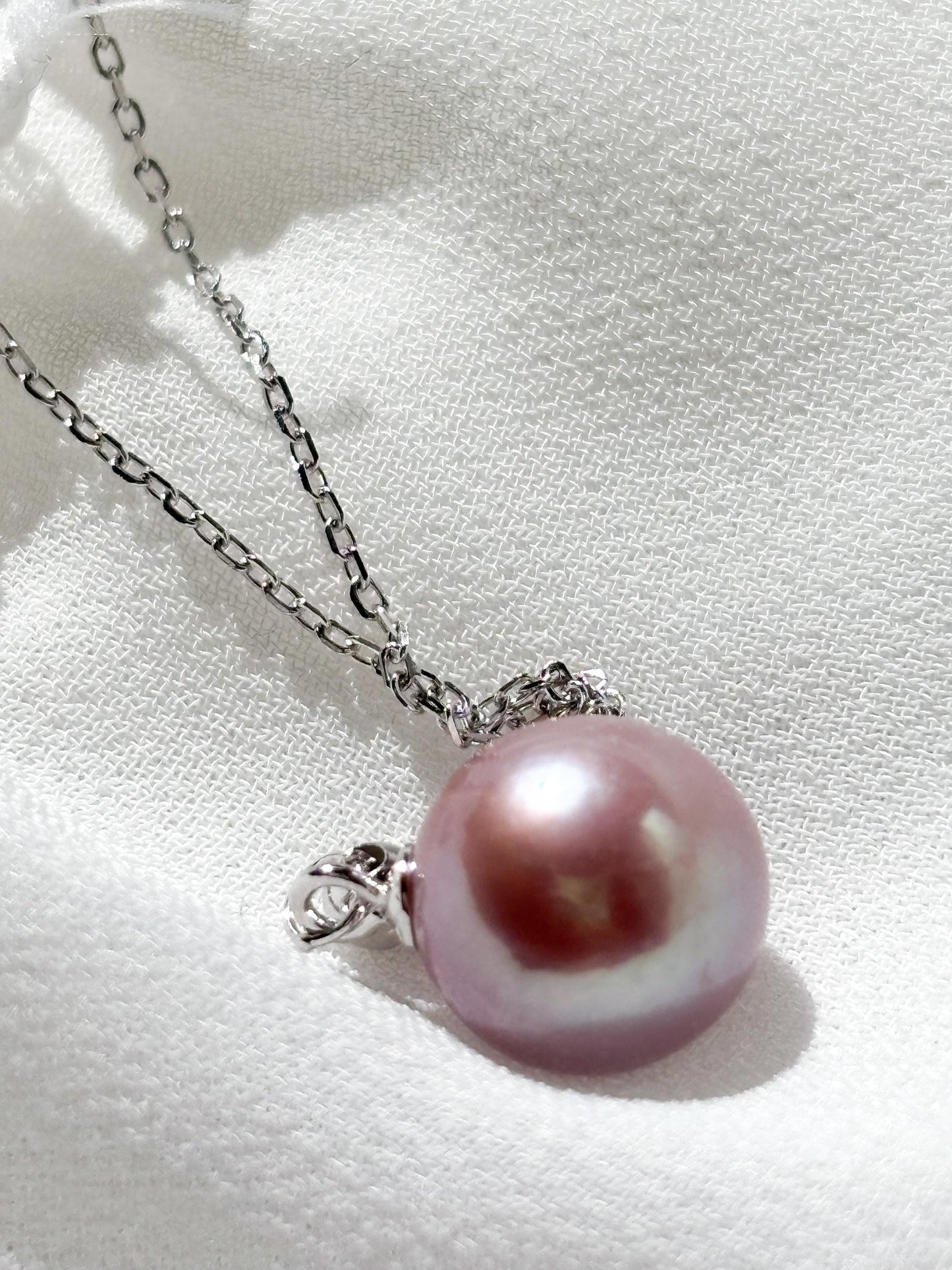 Classic Rose – Orchid Purple Freshwater Pearl Necklace (AAA Luster) 925 Sterling Silver