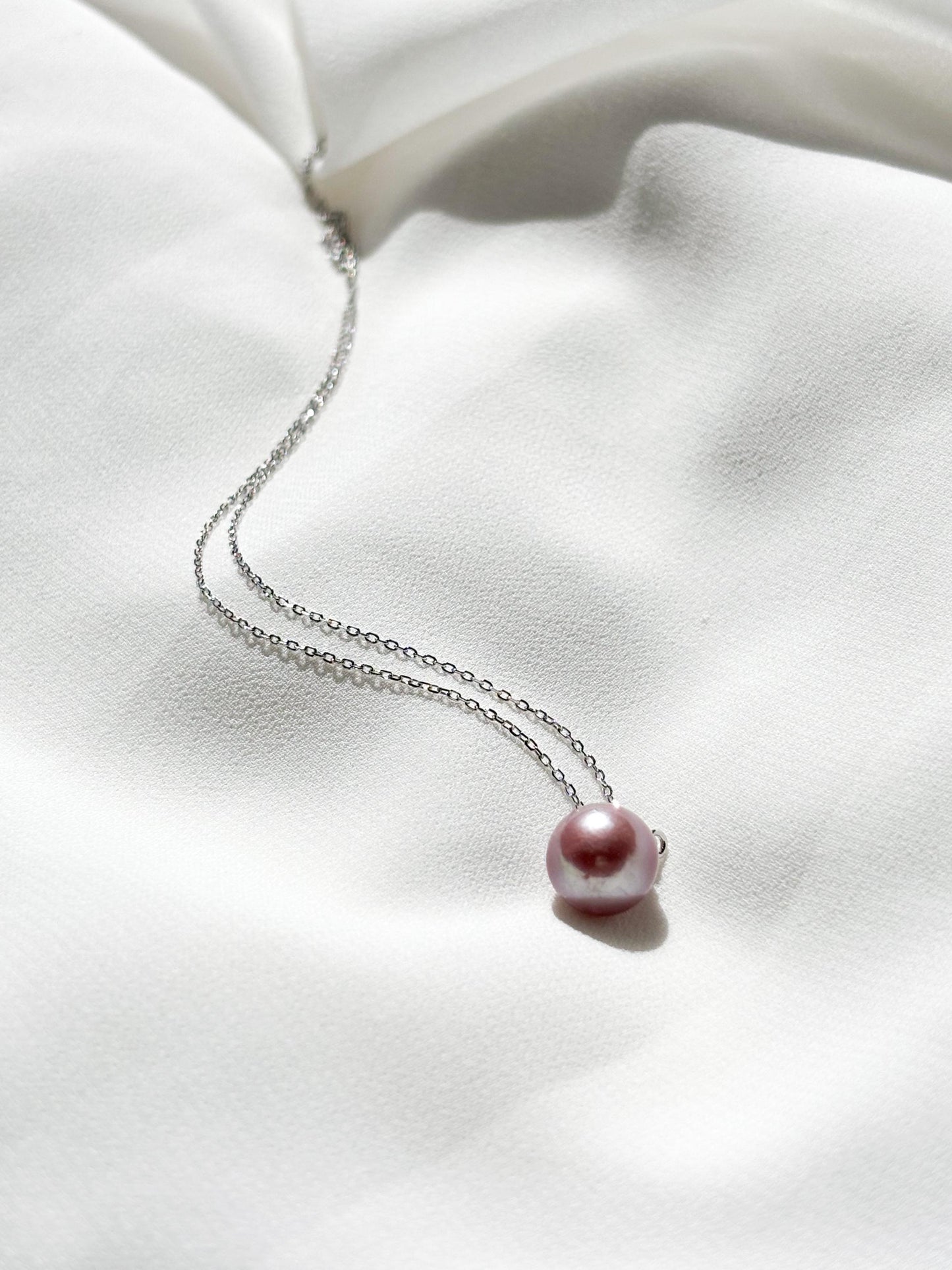 Classic Rose – Orchid Purple Freshwater Pearl Necklace (AAA Luster) 925 Sterling Silver