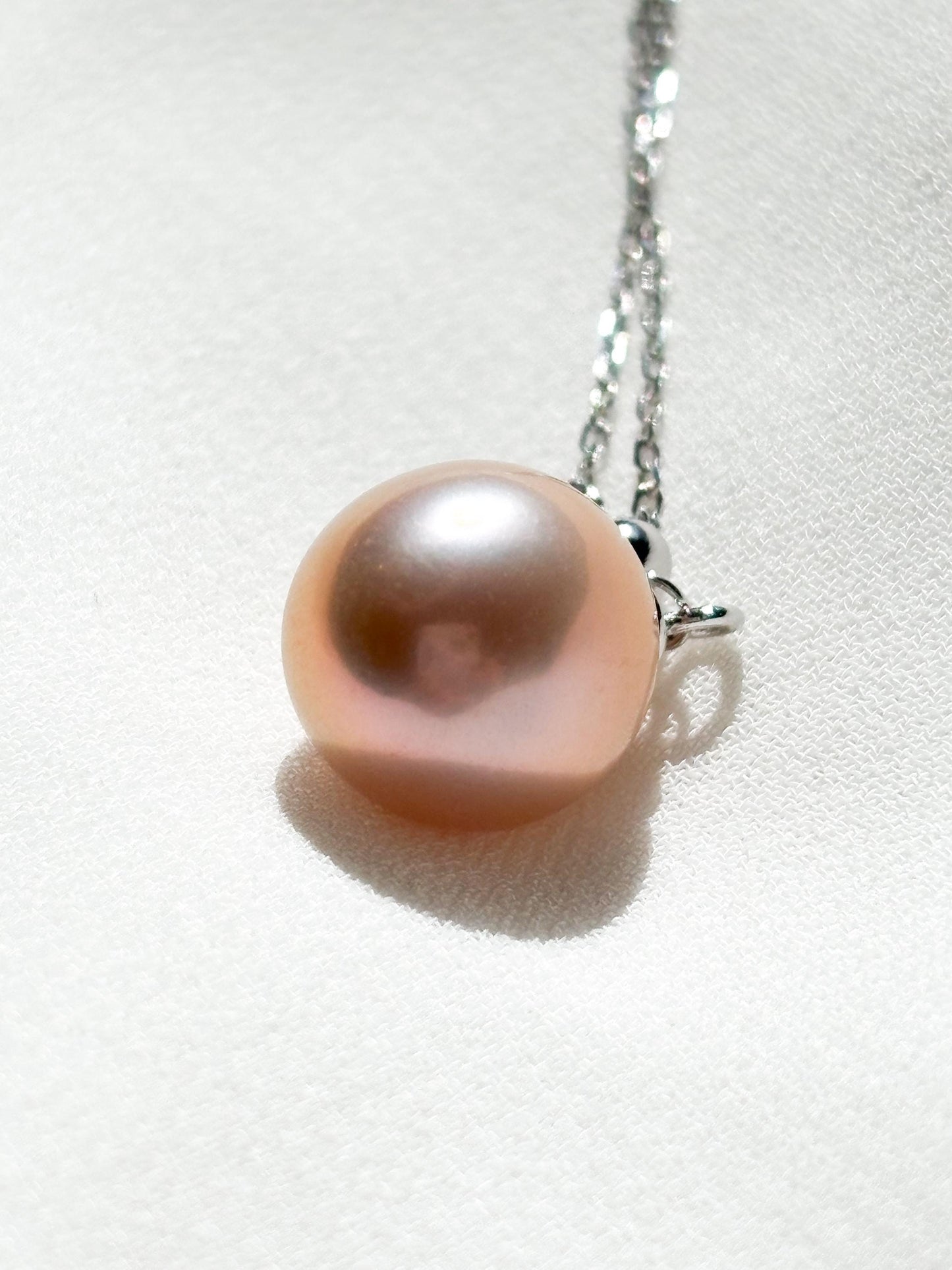 Golden Dawn – Melon-Hued Freshwater Pearl Y-Style Necklace (AAA Luster) 925 Sterling Silver
