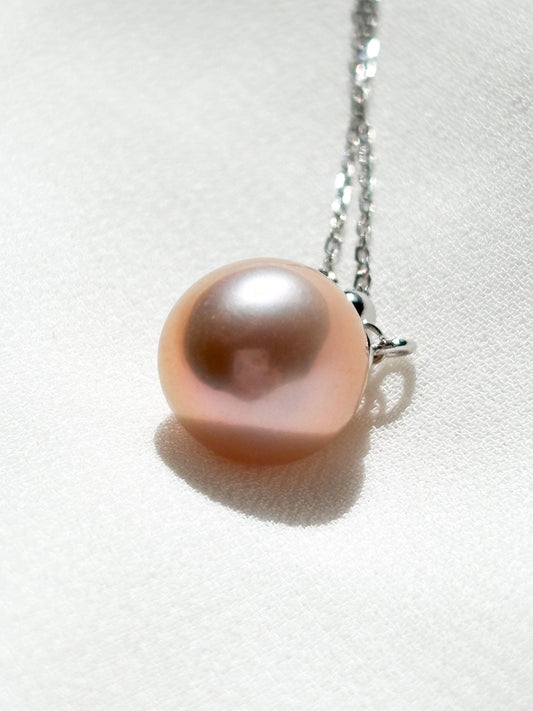 Golden Dawn – Melon-Hued Freshwater Pearl Y-Style Necklace (AAA Luster) 925 Sterling Silver