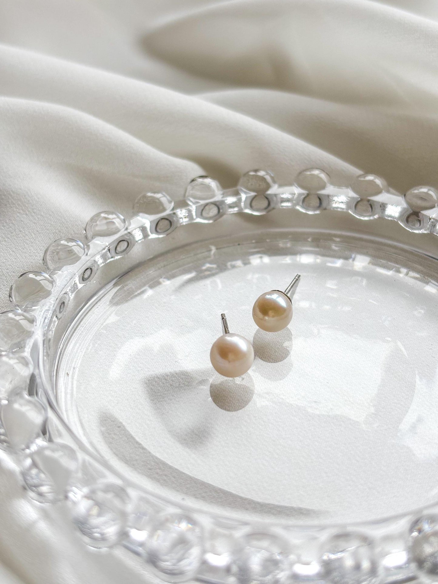 White Grace Pearl 925 Sterling Silver Studs (AA Luster)