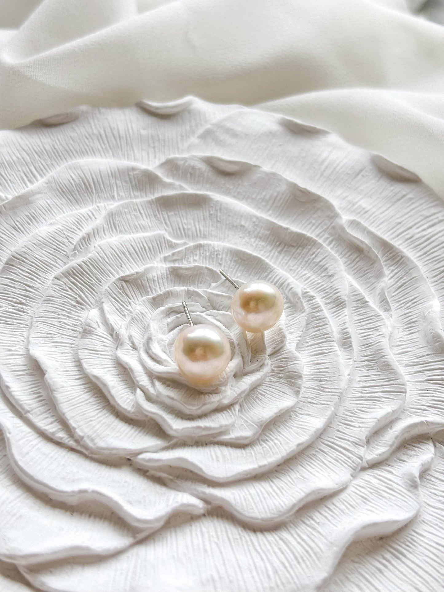 White Grace Pearl 925 Sterling Silver Studs (AA Luster)
