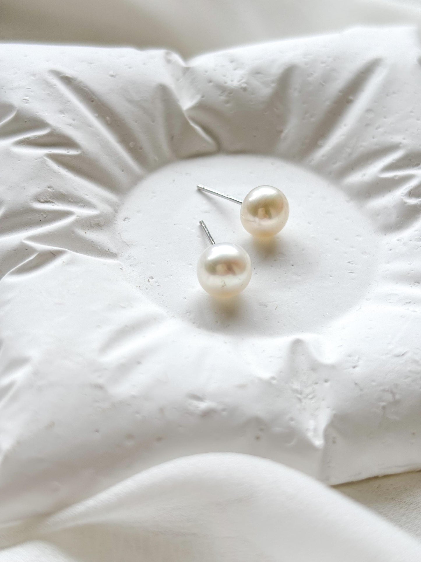 White Grace Pearl 925 Sterling Silver Studs (AA Luster)