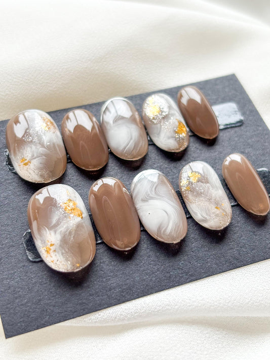 Caramel Swirl Luxe Press-On Nails