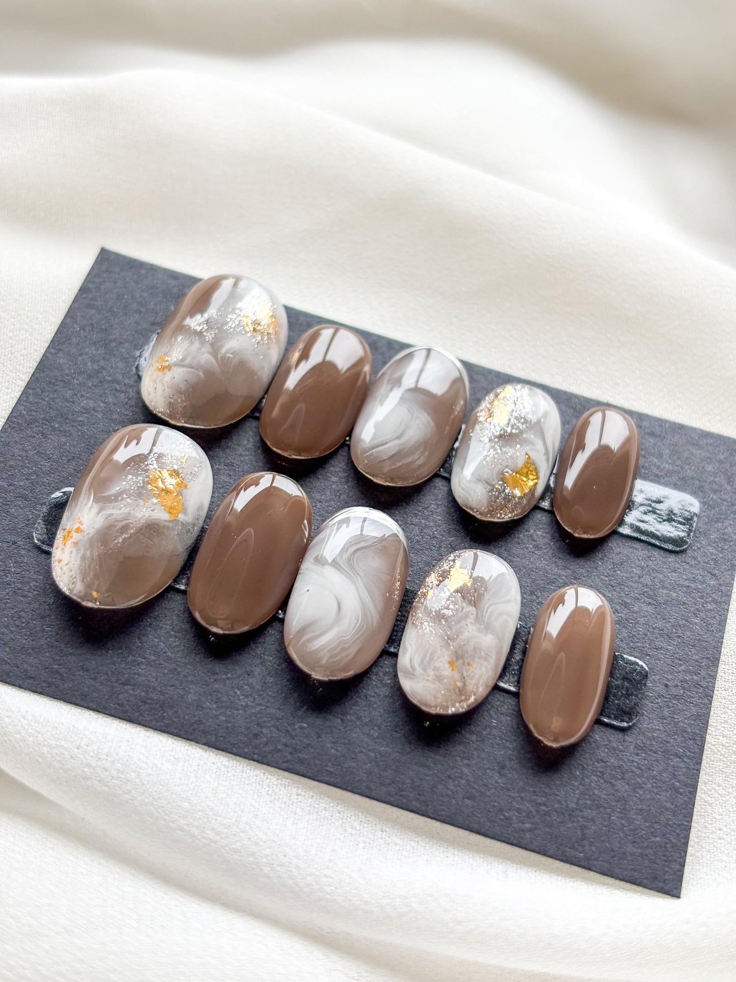 Caramel Swirl Luxe Press-On Nails