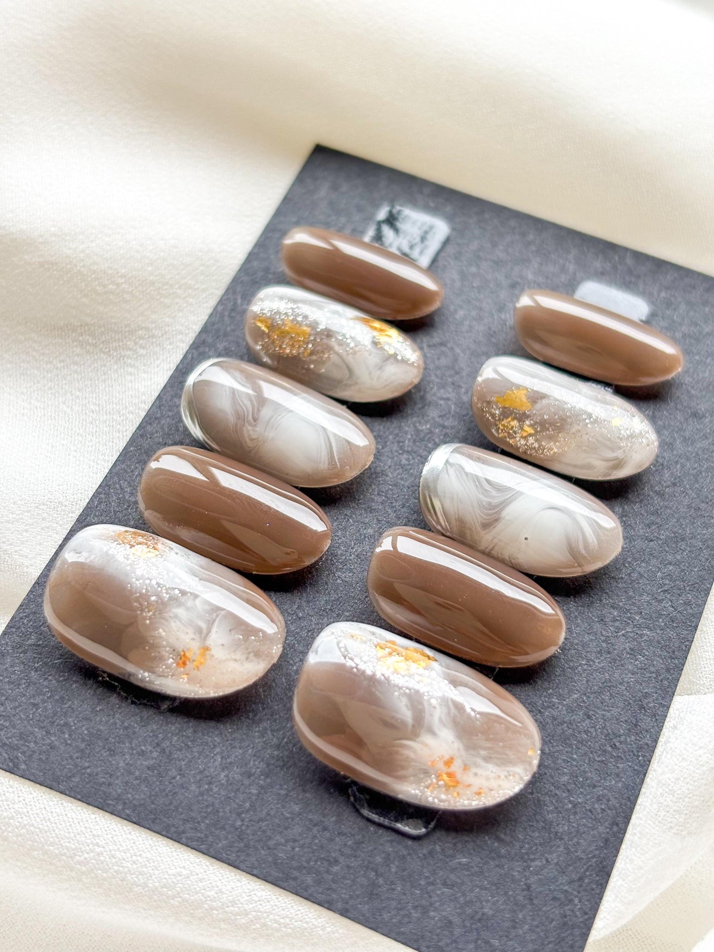Caramel Swirl Luxe Press-On Nails