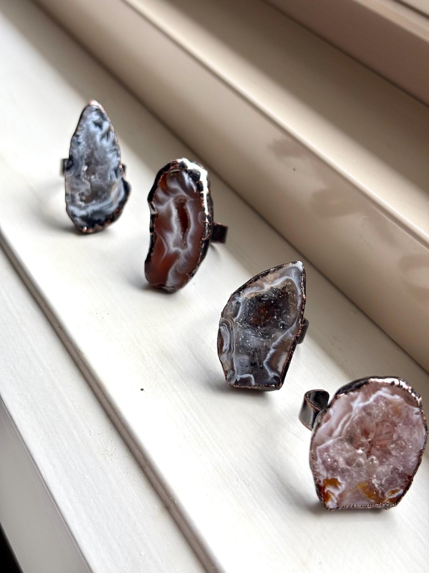 Ethereal Earth – Vintage Geode Open Rings Set ( 4 Rings as a set )