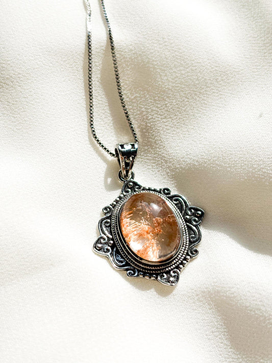 Tangerine Garden Phantom Quartz Necklace