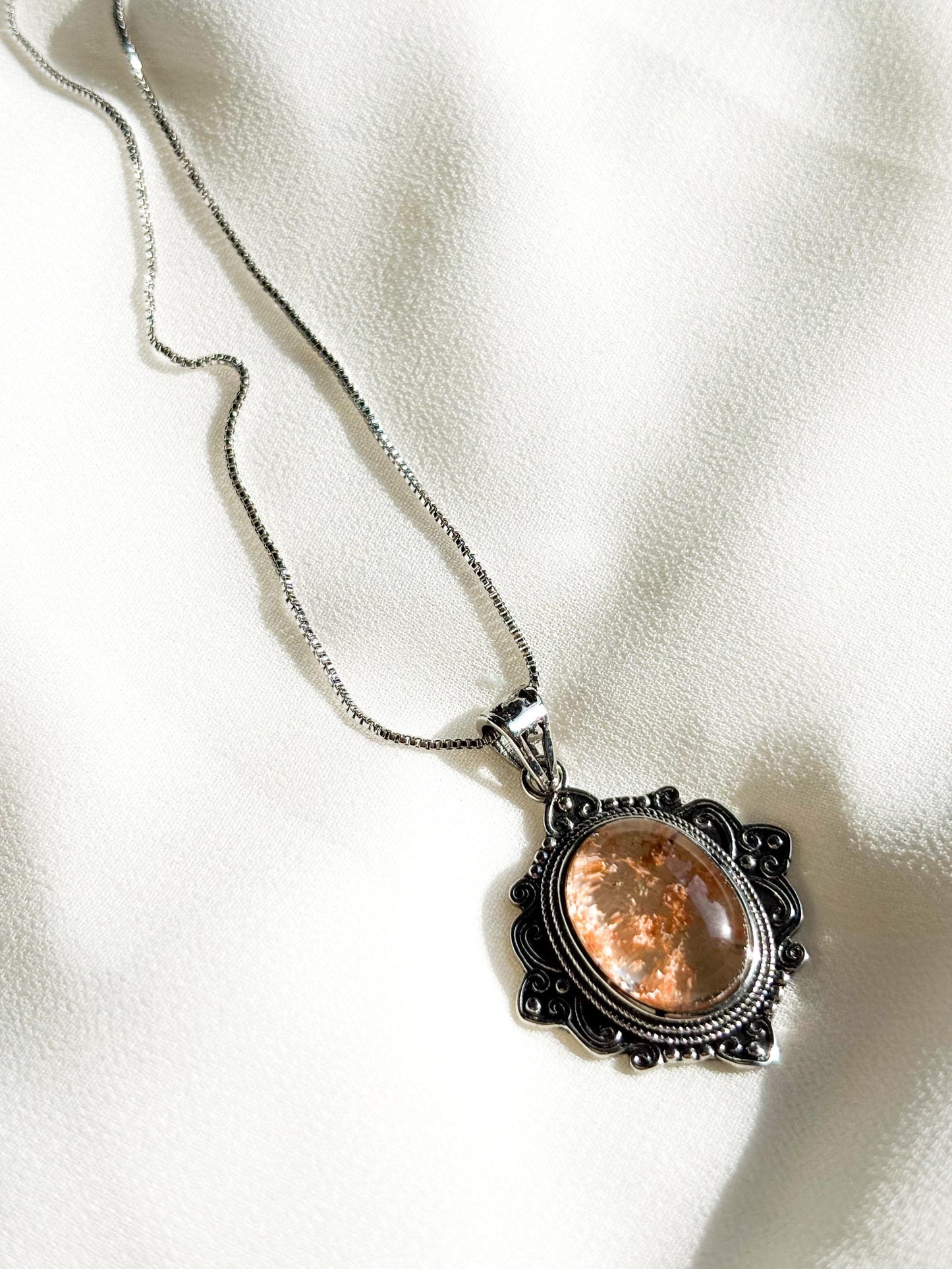 Tangerine Garden Phantom Quartz Necklace