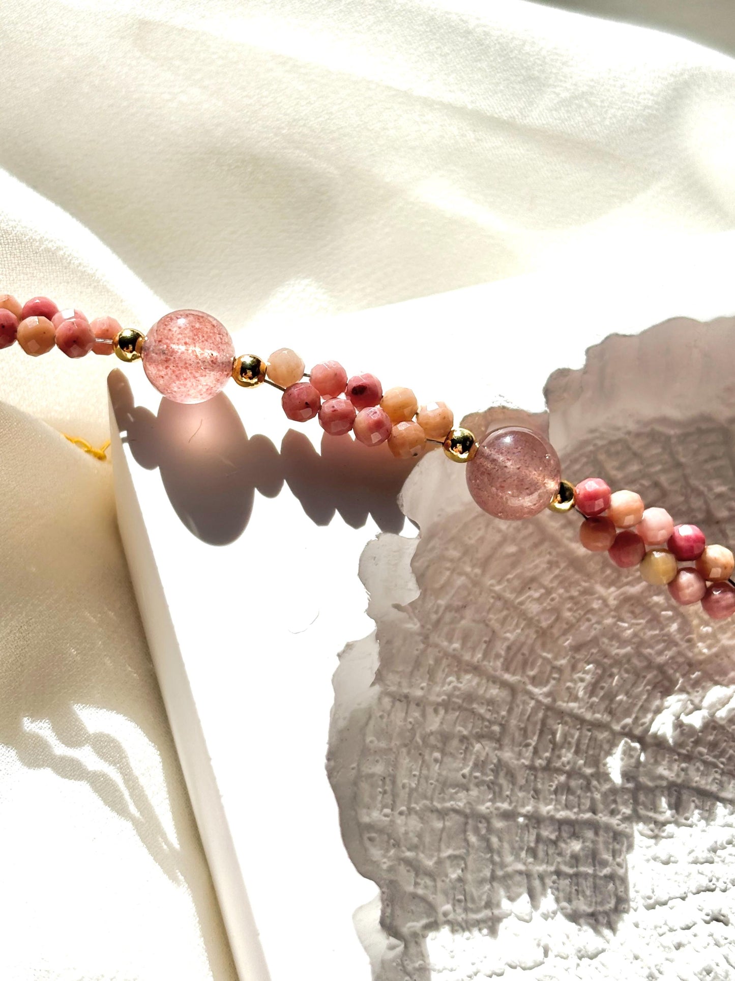 Blush Harmony – Alashan Agate & Strawberry Quartz Bracelet