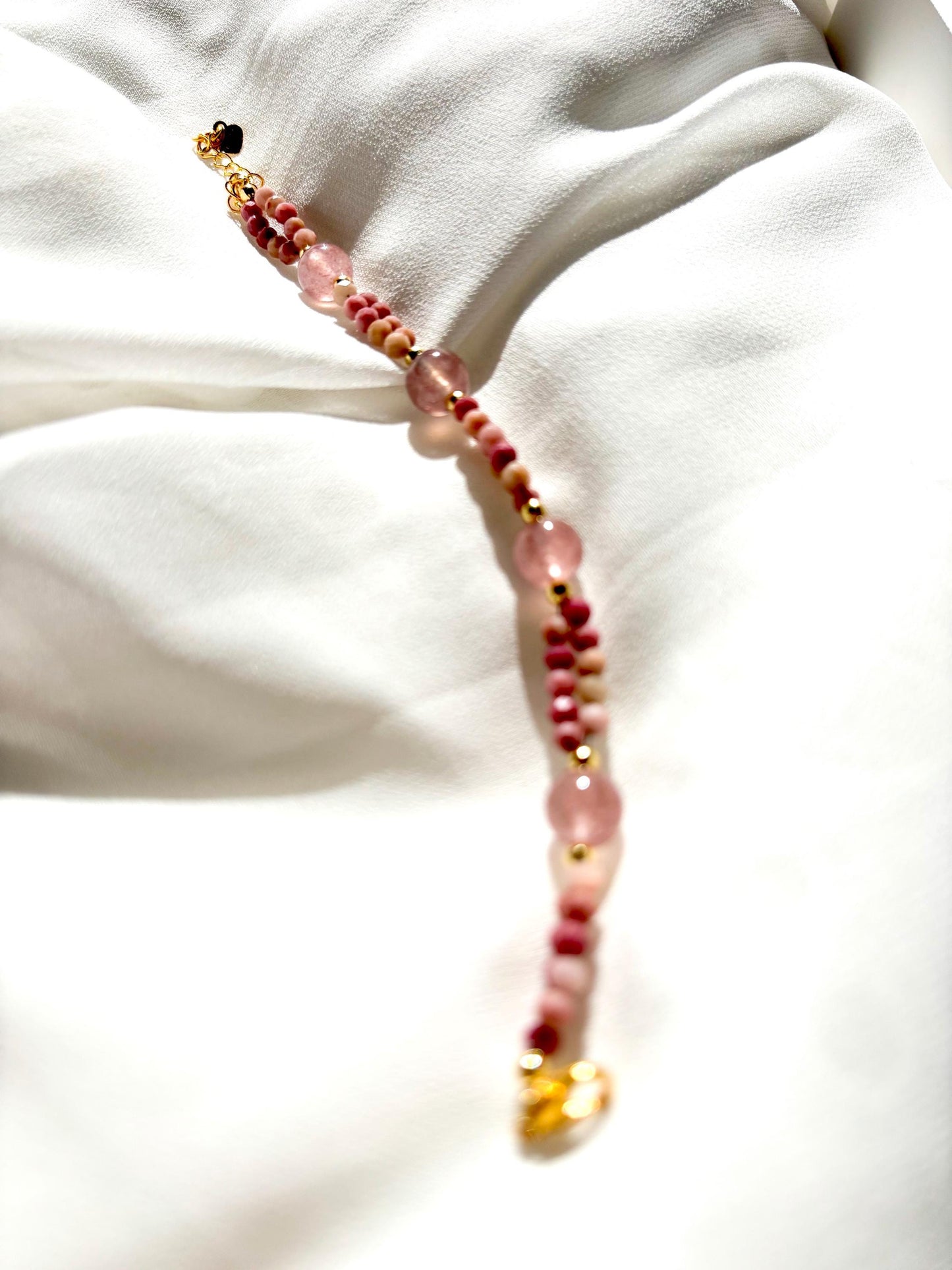 Blush Harmony – Alashan Agate & Strawberry Quartz Bracelet