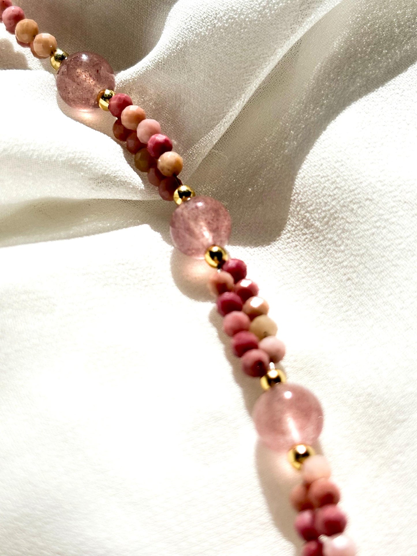 Blush Harmony – Alashan Agate & Strawberry Quartz Bracelet