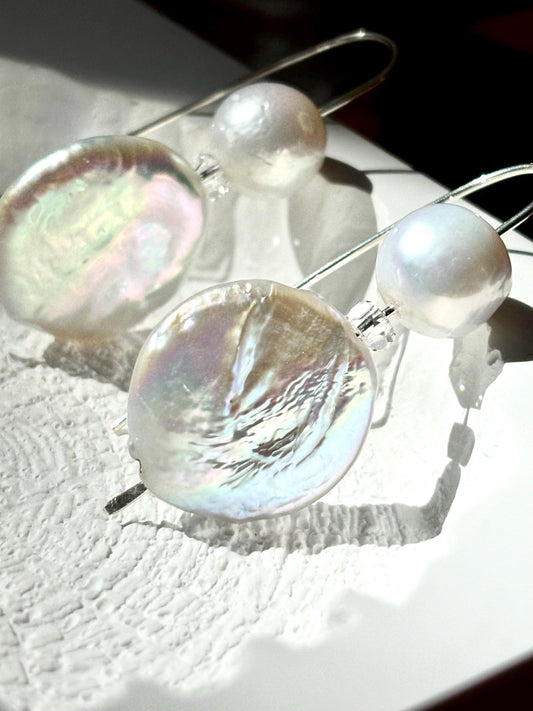 Moon Lover’s Embrace – Coin Baroque & Pearl Earrings